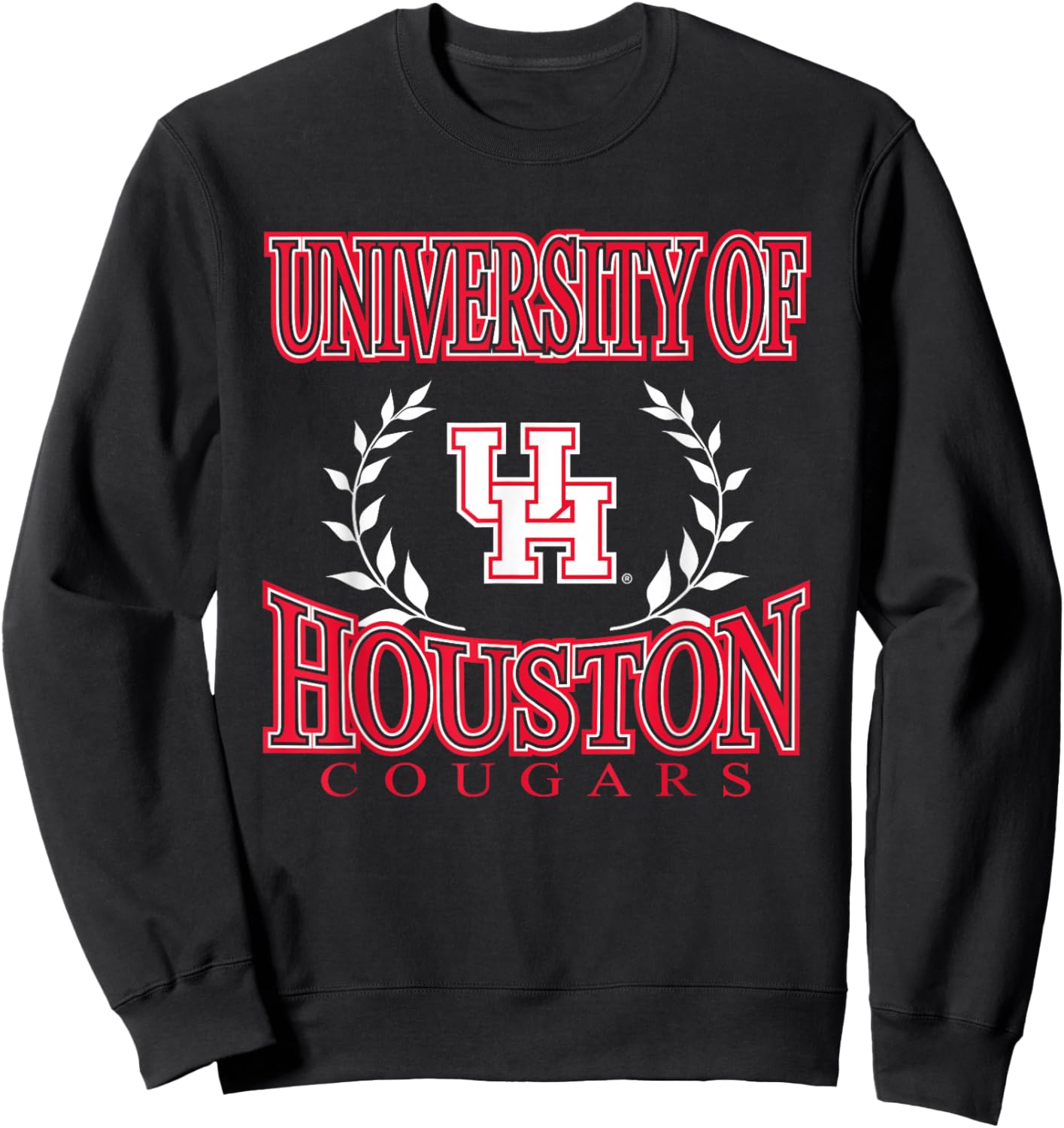 Houston Cougars Laurels Black Officially Licensed Sweatshirt - Sweatshirt | Black