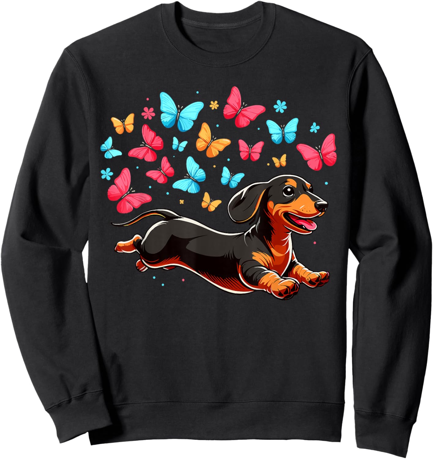 Dachshund With Butterflies Sweatshirt - Sweatshirt | Black