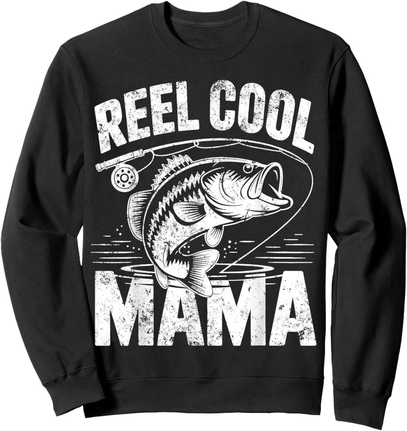 Reel Cool Mama Fishing Mom Gifts Mother's Day Fisherman Fish Sweatshirt - Sweatshirt | Black