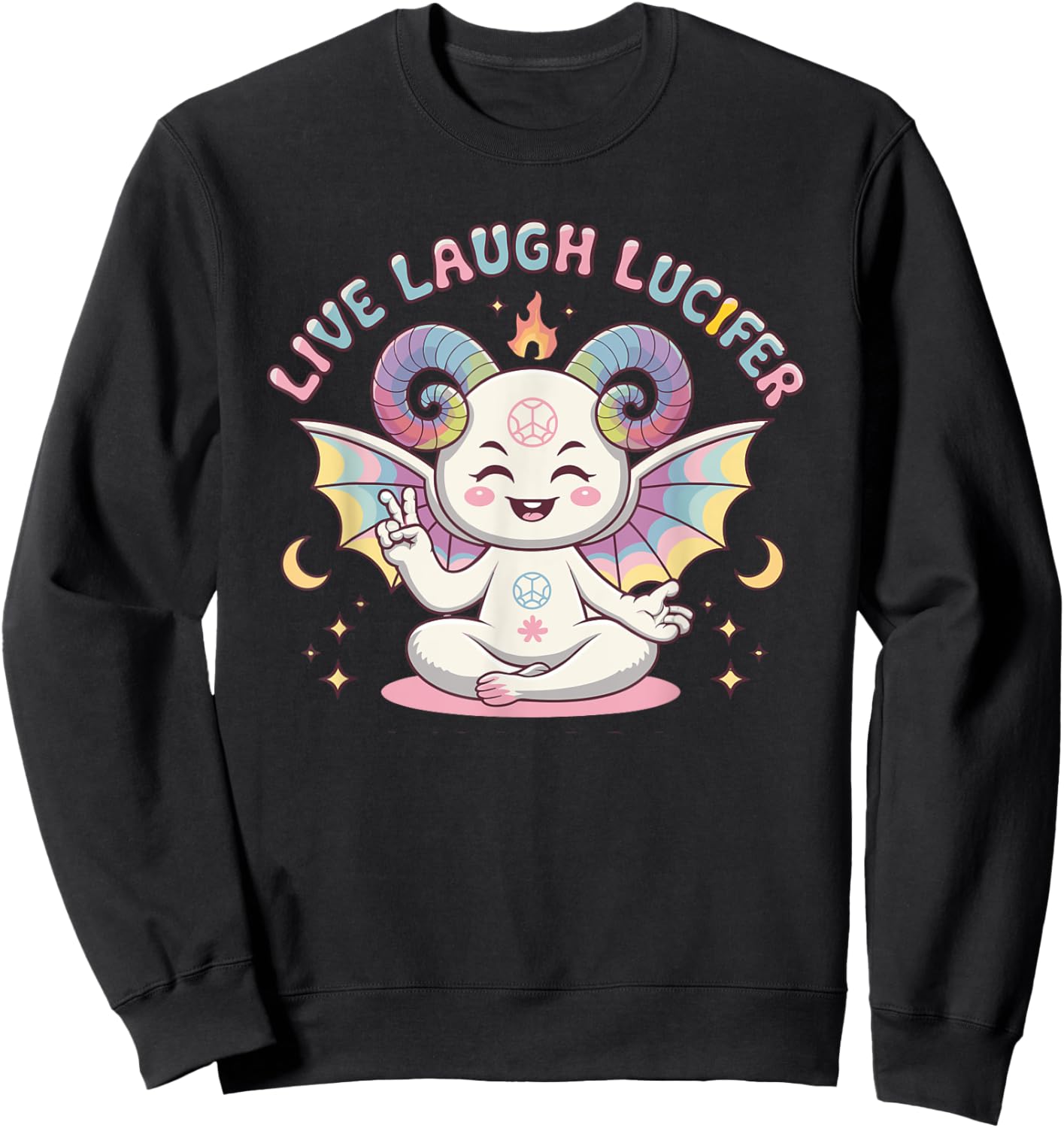 Live Laugh Lucifer Cute Baphomet Demon Devil Sweatshirt - Sweatshirt | Black