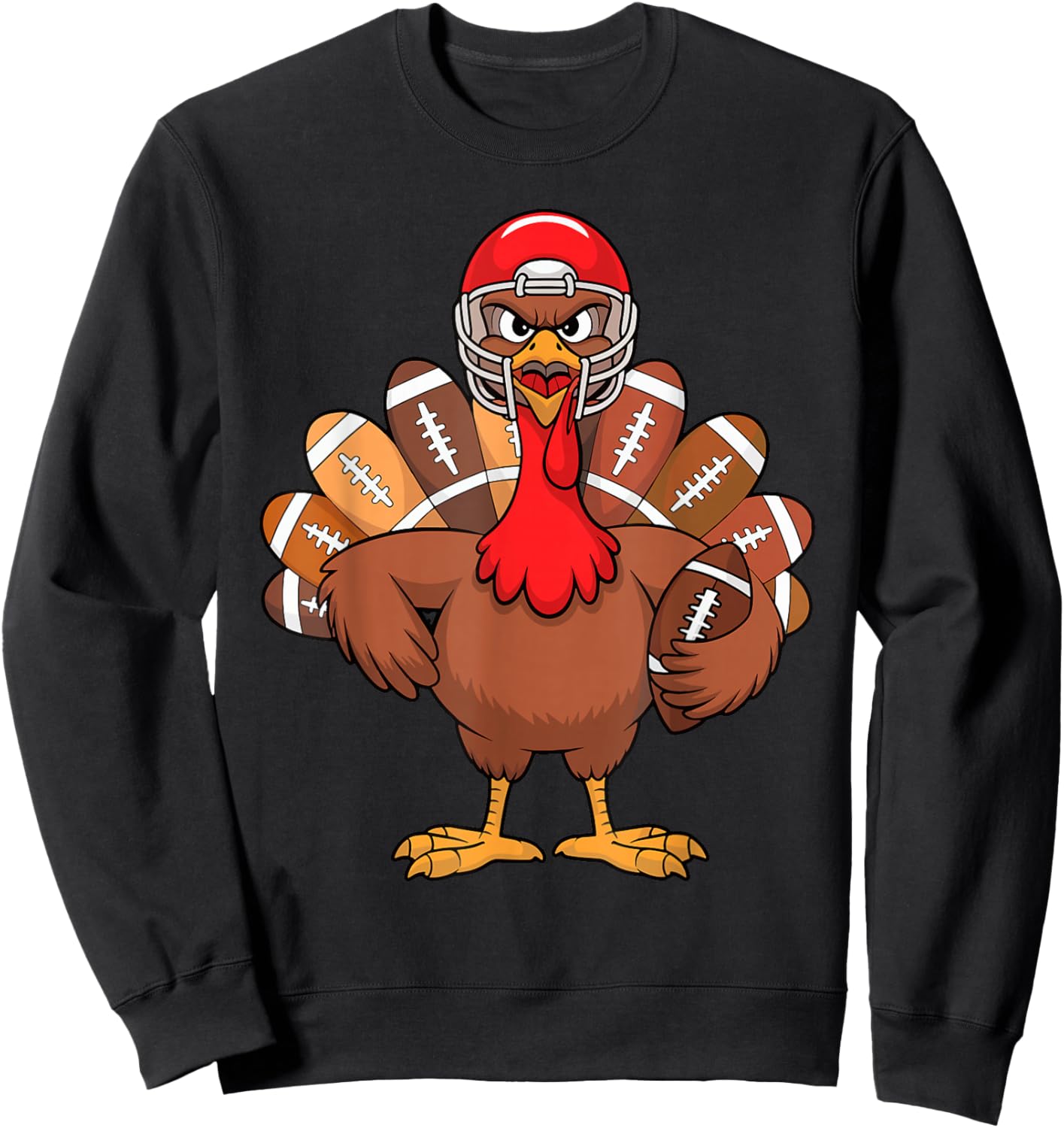 Thanksgiving Football Cool Football Turkey Kids Boys Sweatshirt - Sweatshirt | Black