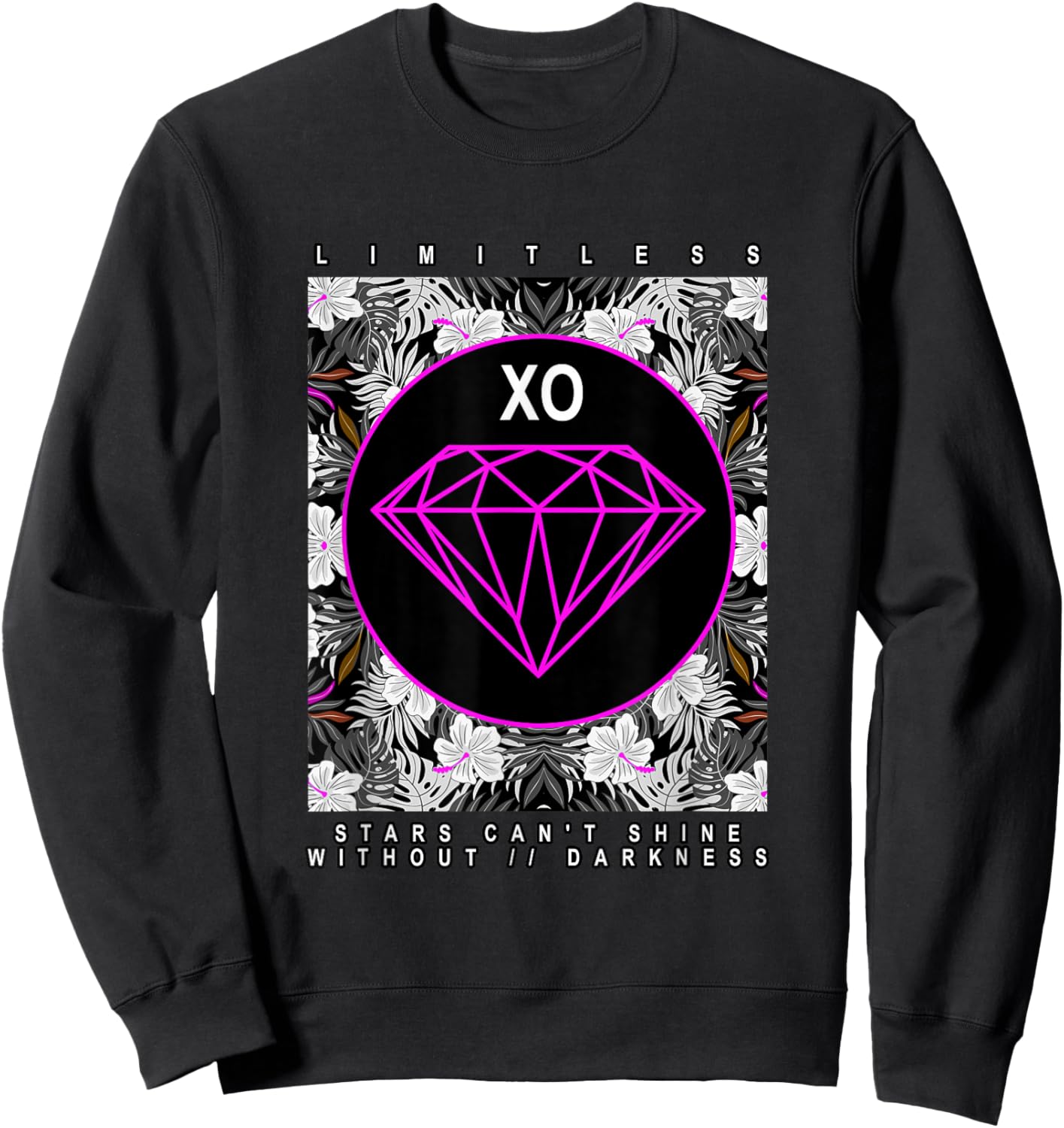 Pink Color Diamond in The Dark Pink Graphic Sweatshirt - Sweatshirt | Black