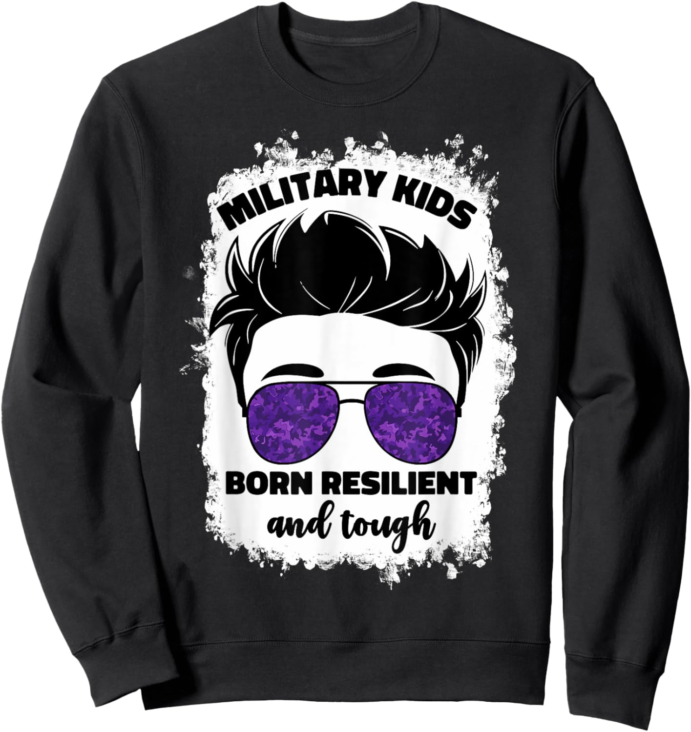 Purple Up For Military Kids Boys Month Of Military Child Boy Sweatshirt - Sweatshirt | Black