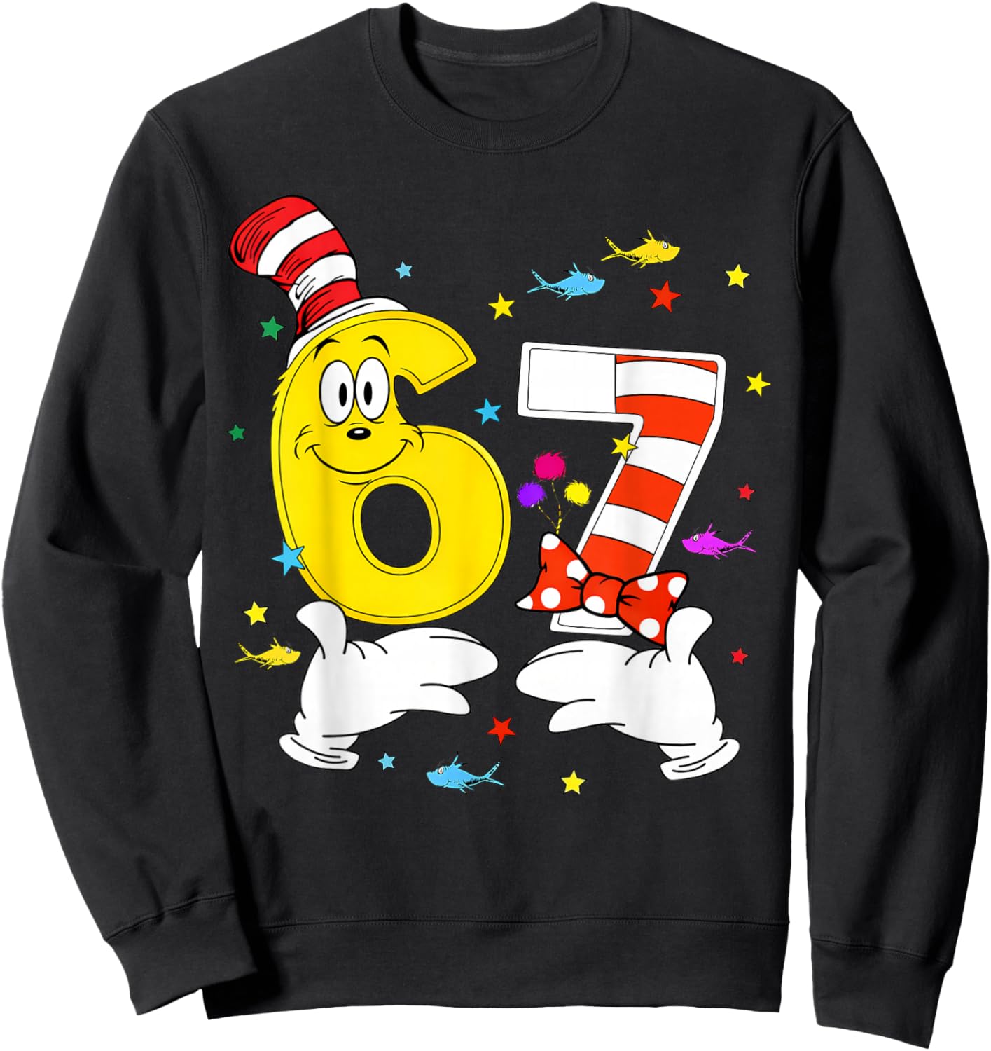 6 7 Meme Hands Six Seven Read Reading Day Book Lovers Kids Sweatshirt - Sweatshirt | Black