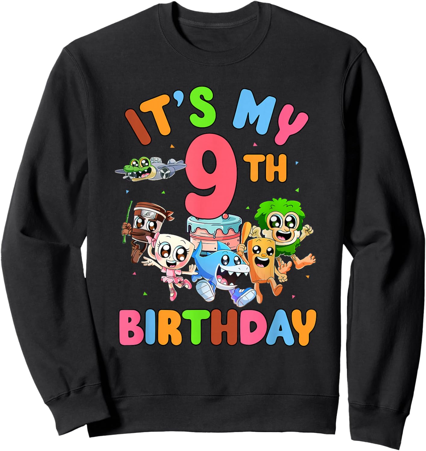 It's My 9th Birthday Italian Brainrot Meme Kids Boys Girls Sweatshirt - Sweatshirt | Black