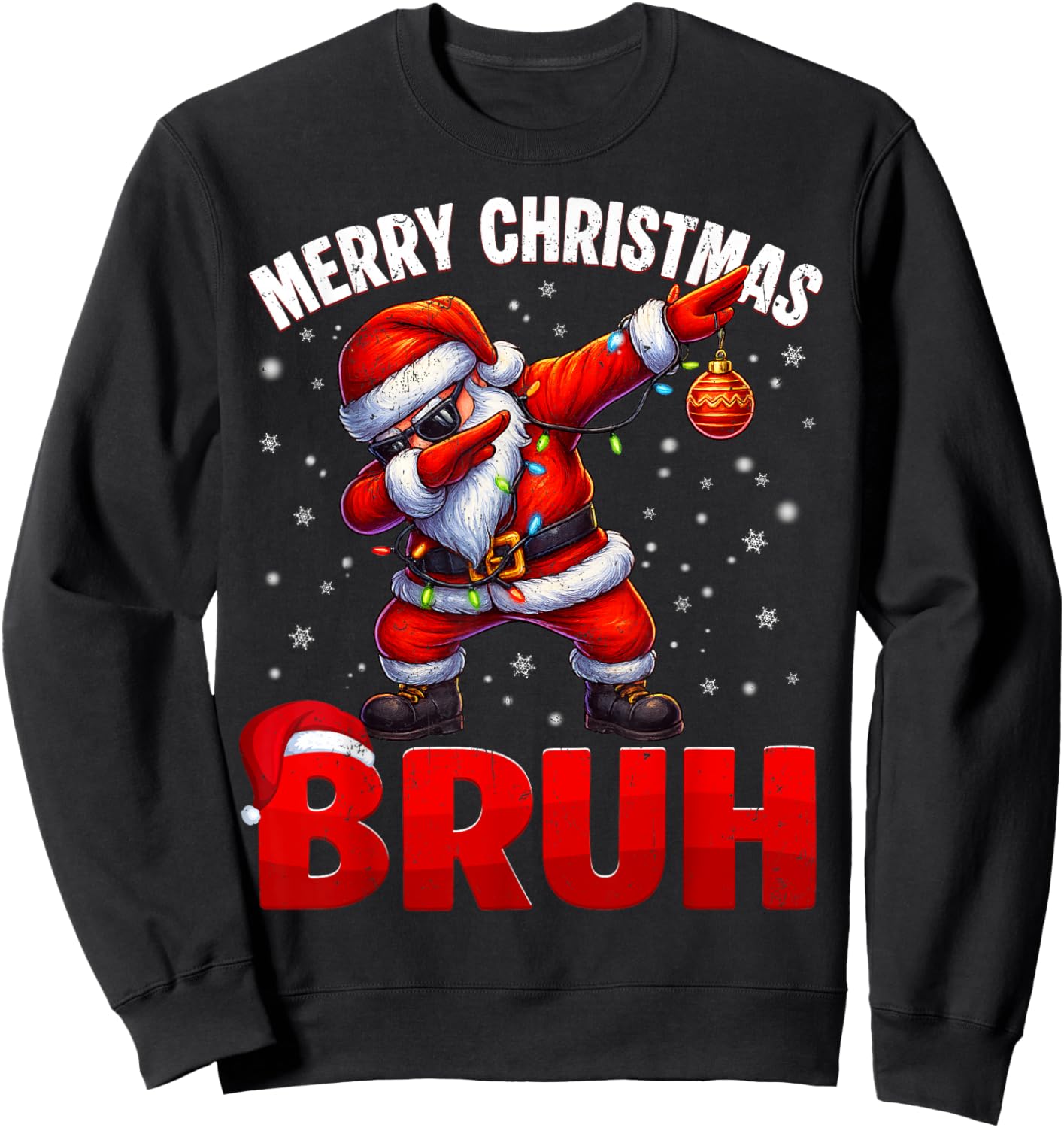 Bruh Merry Christmas Xmas Dabbing Santa Boys Kids Sweatshirt - Sweatshirt | Black