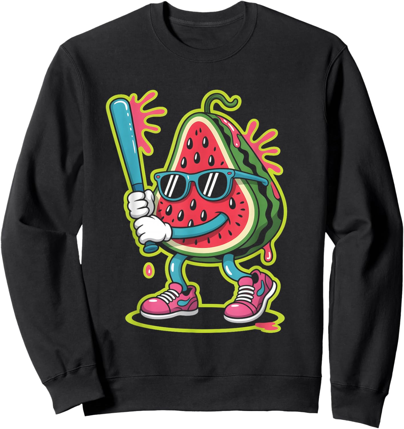 Watermelon Fruit Baseball Sweatshirt - Sweatshirt | Black