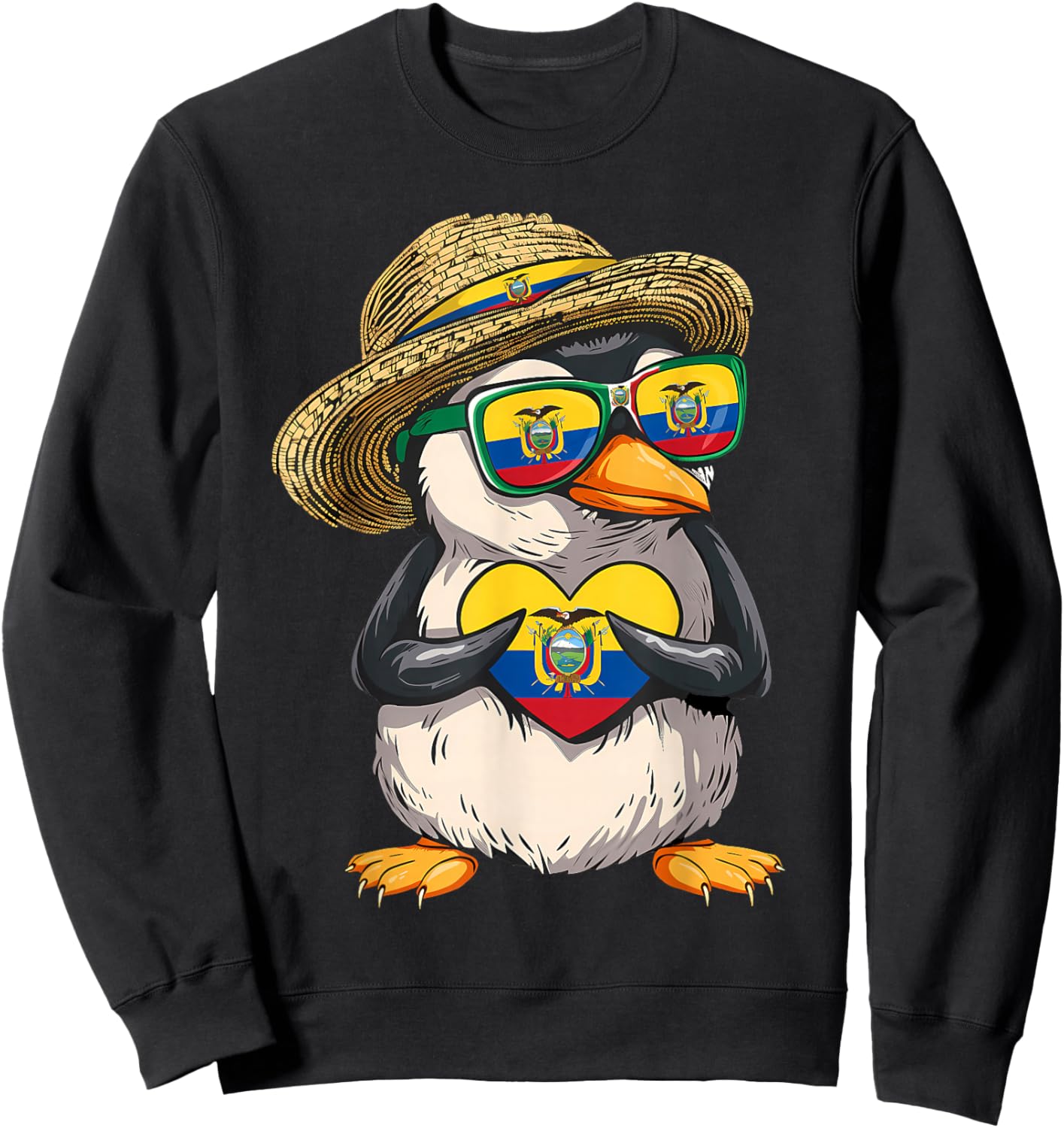 Ecuador Flag Penguin Ecuadorian Pride Sweatshirt - Sweatshirt | Black