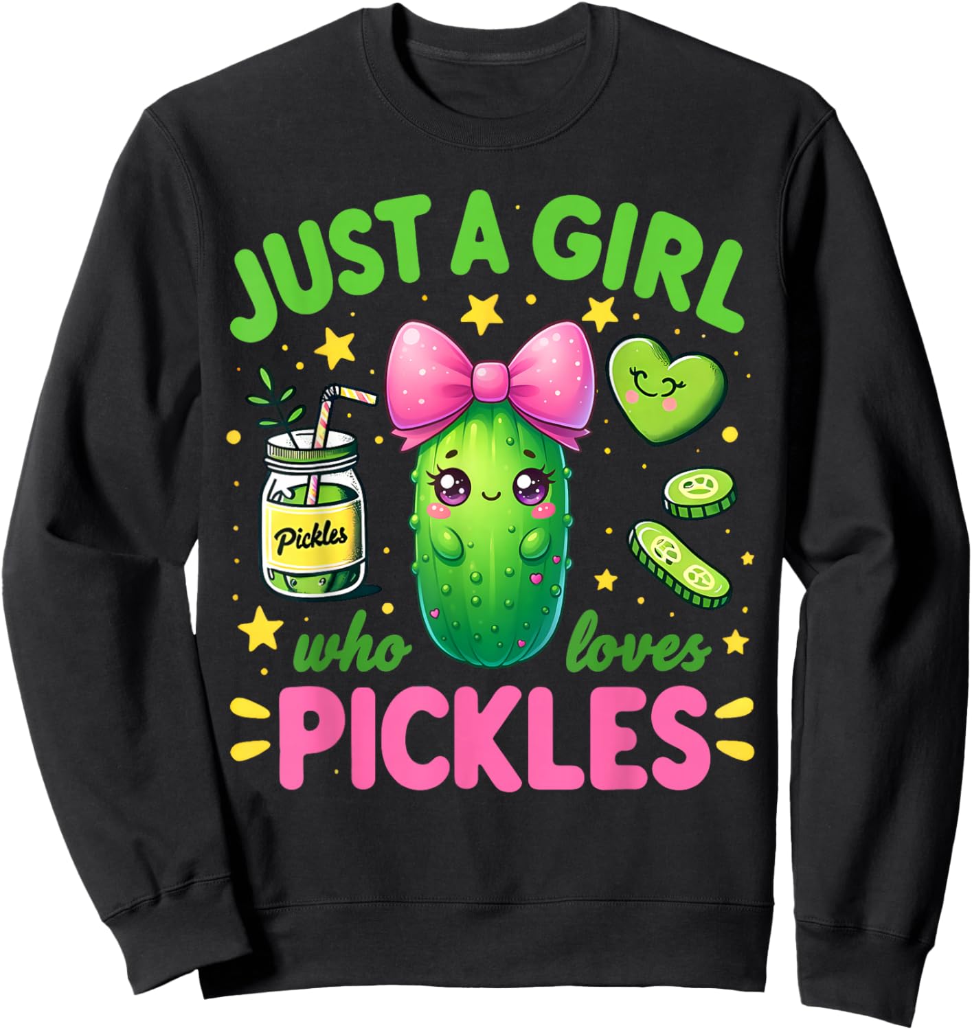 Pickle Just A Girl Who Loves Pickles Funny Food Lover Sweatshirt - Sweatshirt | Black