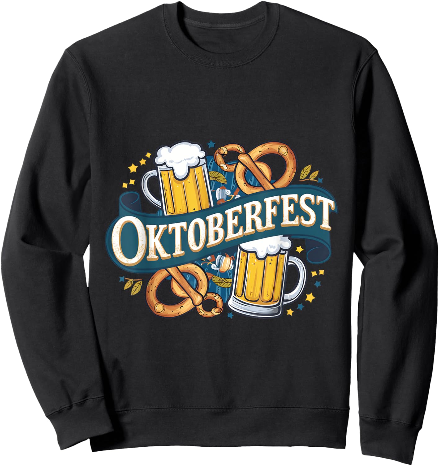 German Bavarian Oktoberfest Beer and Pretzel Party Art Sweatshirt - Sweatshirt | Black