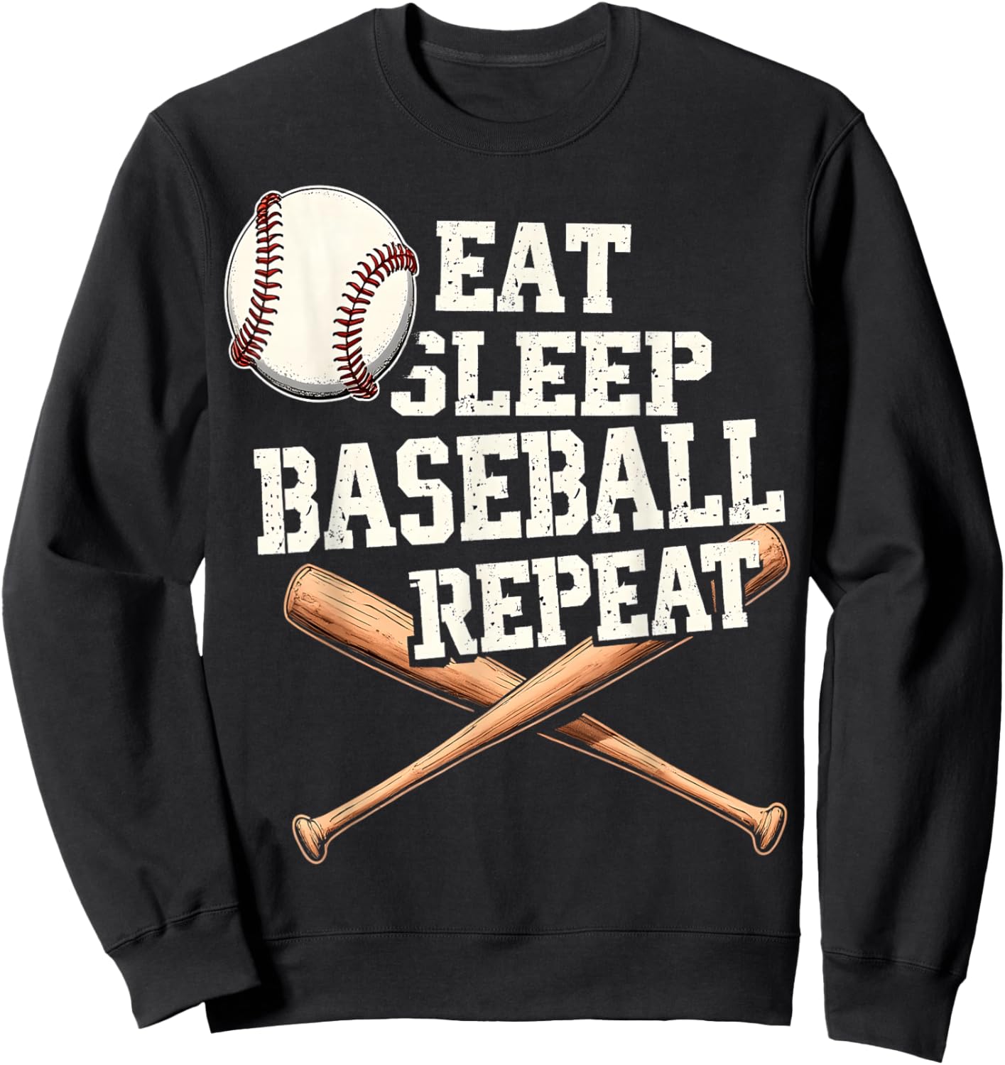 Eat Sleep Baseball Repeat Funny Sweatshirt - Sweatshirt | Black