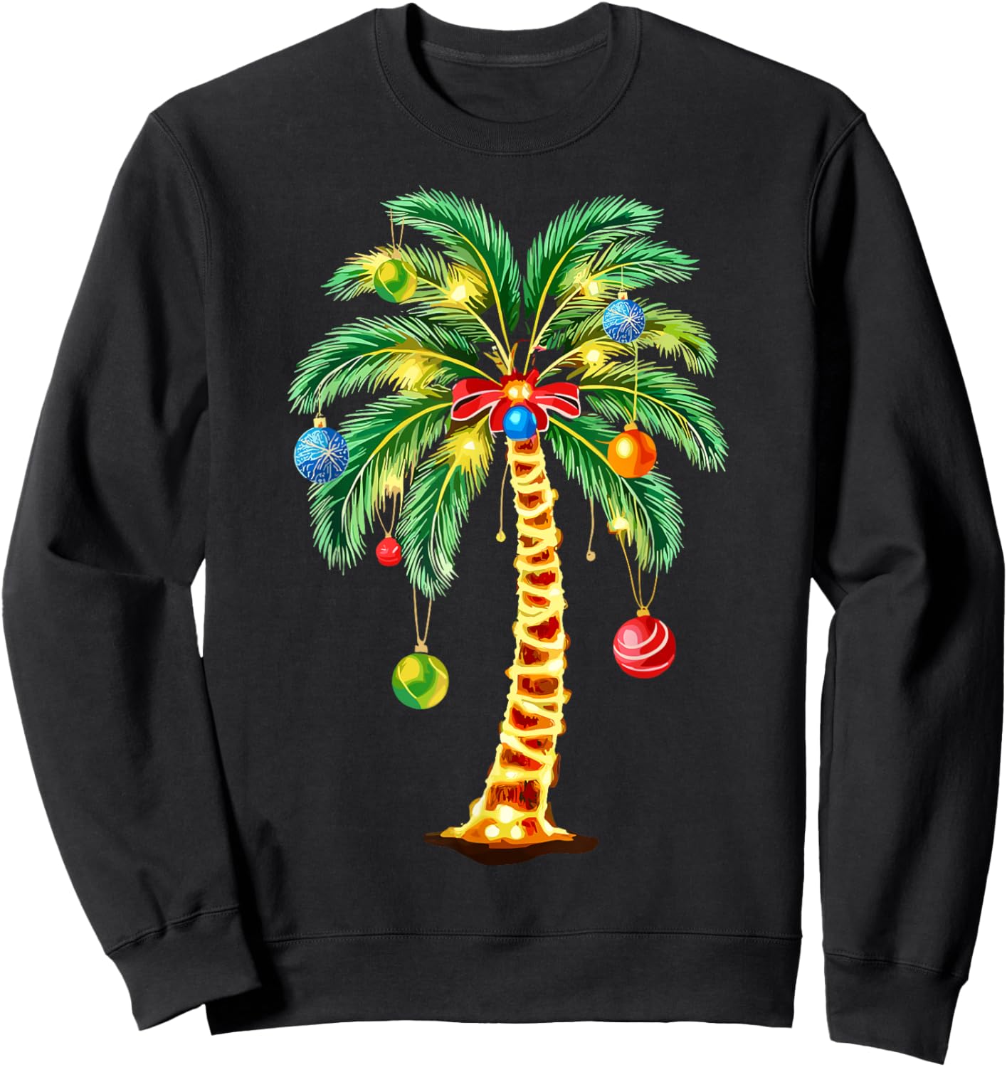 Christmas Palm Tree Hawaiian Xmas Sweatshirt - Sweatshirt | Black