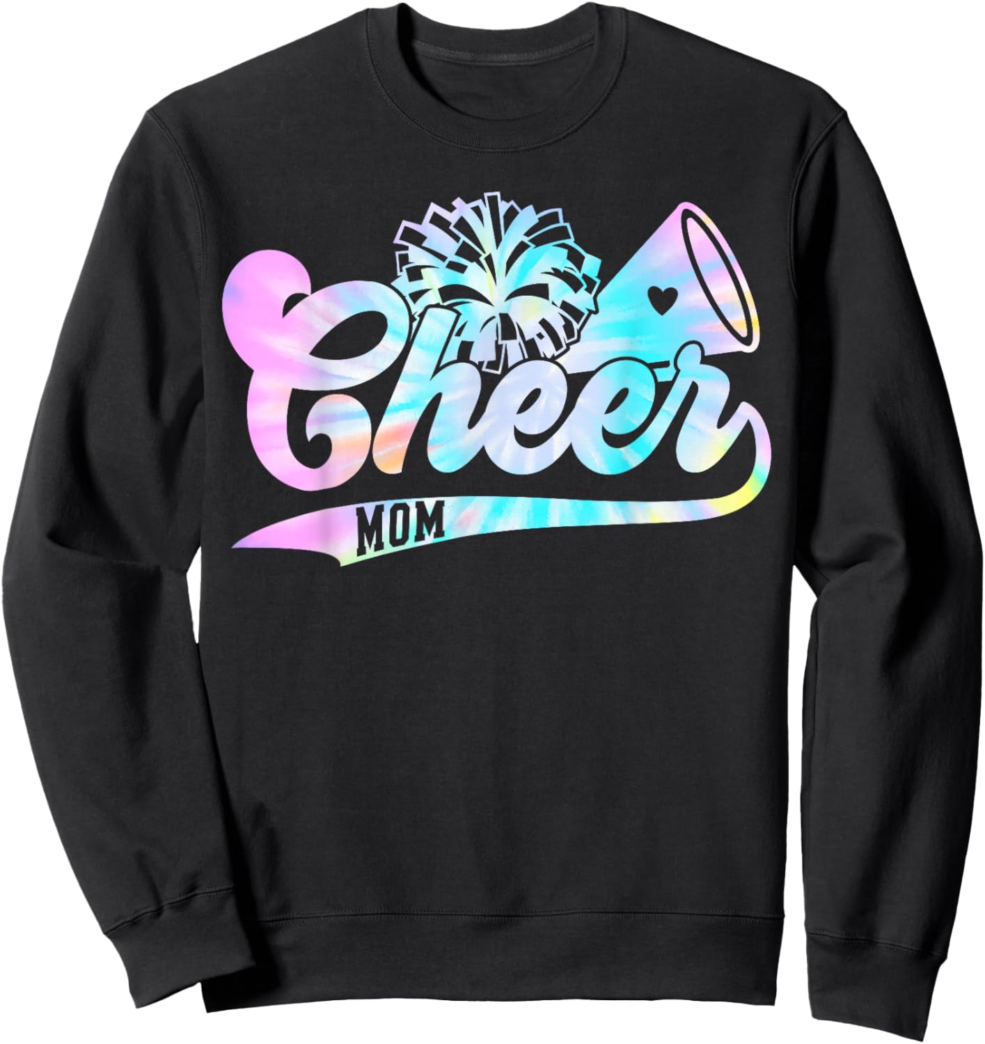 Cute Cheer Mom Biggest Fan Cheerleader Tie Dye Pom Pom Mama Sweatshirt - Sweatshirt | Black
