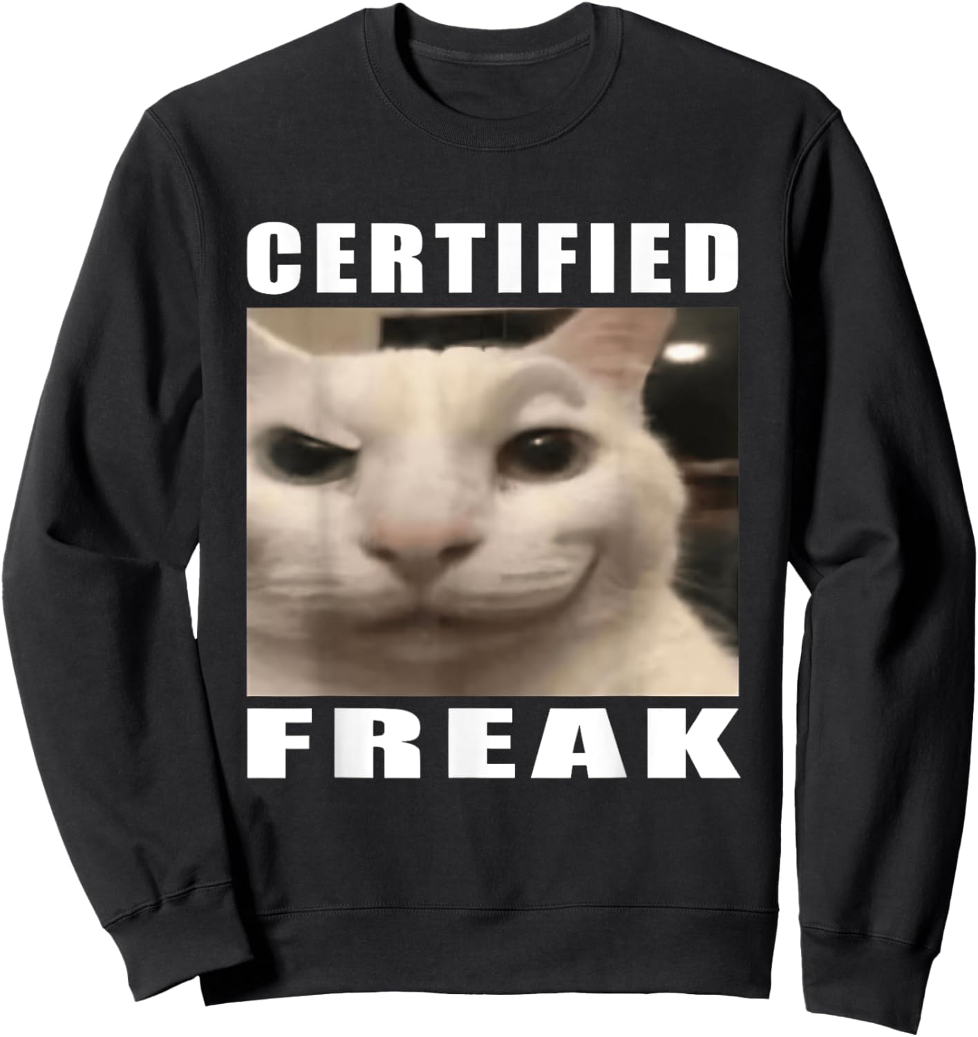Certified Freak Funny Cat Meme Sweatshirt - Sweatshirt | Black
