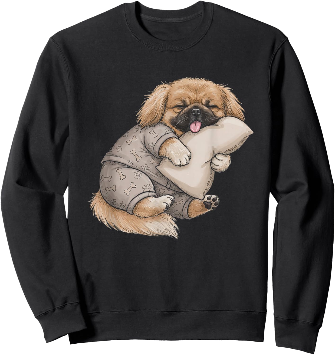 Funny Sleepy Pekingese Pajama Men Women Kids Sweatshirt - Sweatshirt | Black