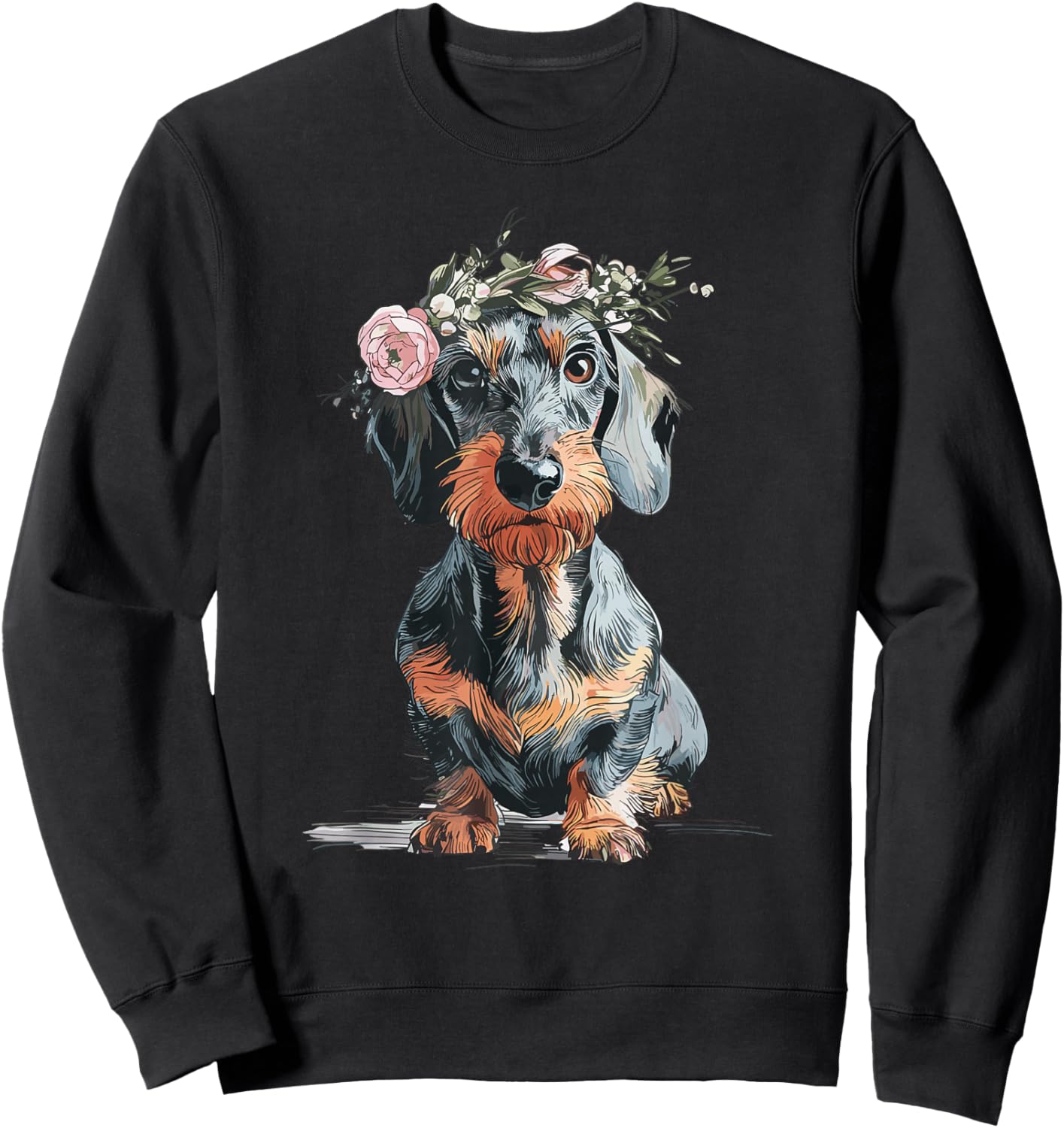 Wirehaired Dachshund Teckel Dog Hunting funny Portrait Sweatshirt - Sweatshirt | Black