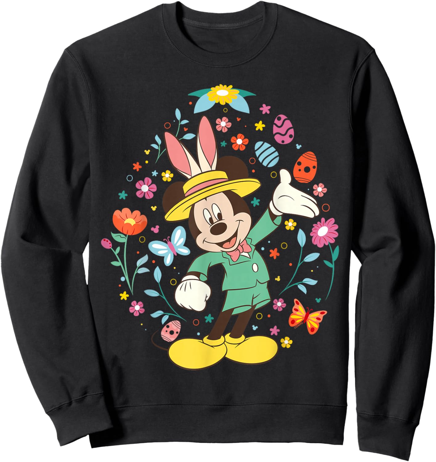 Disney Mickey Mouse with Bunny Ears and Easter Egg Spring Sweatshirt - Sweatshirt | Black