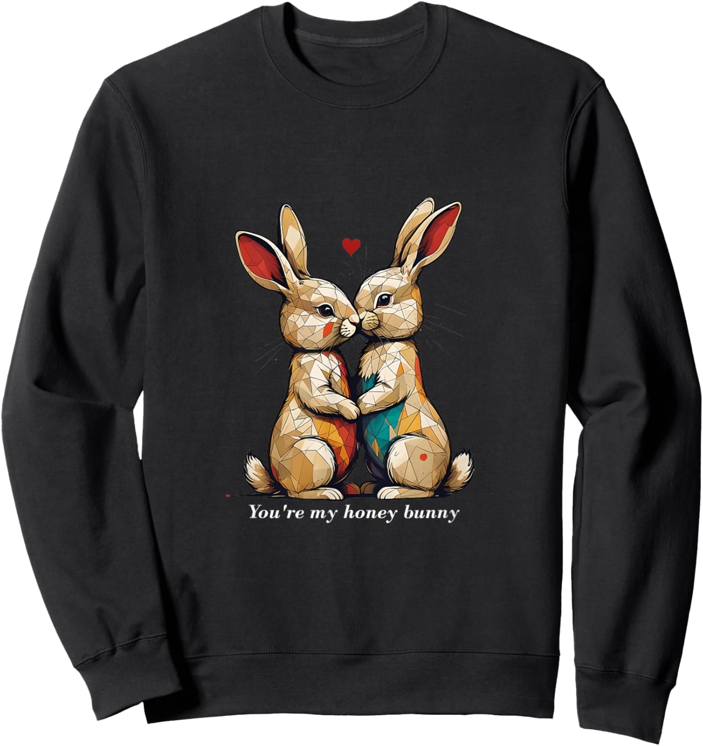 Gift Valentine's Day Anniversary Kissing Honey Bunny Sweatshirt - Sweatshirt | Black