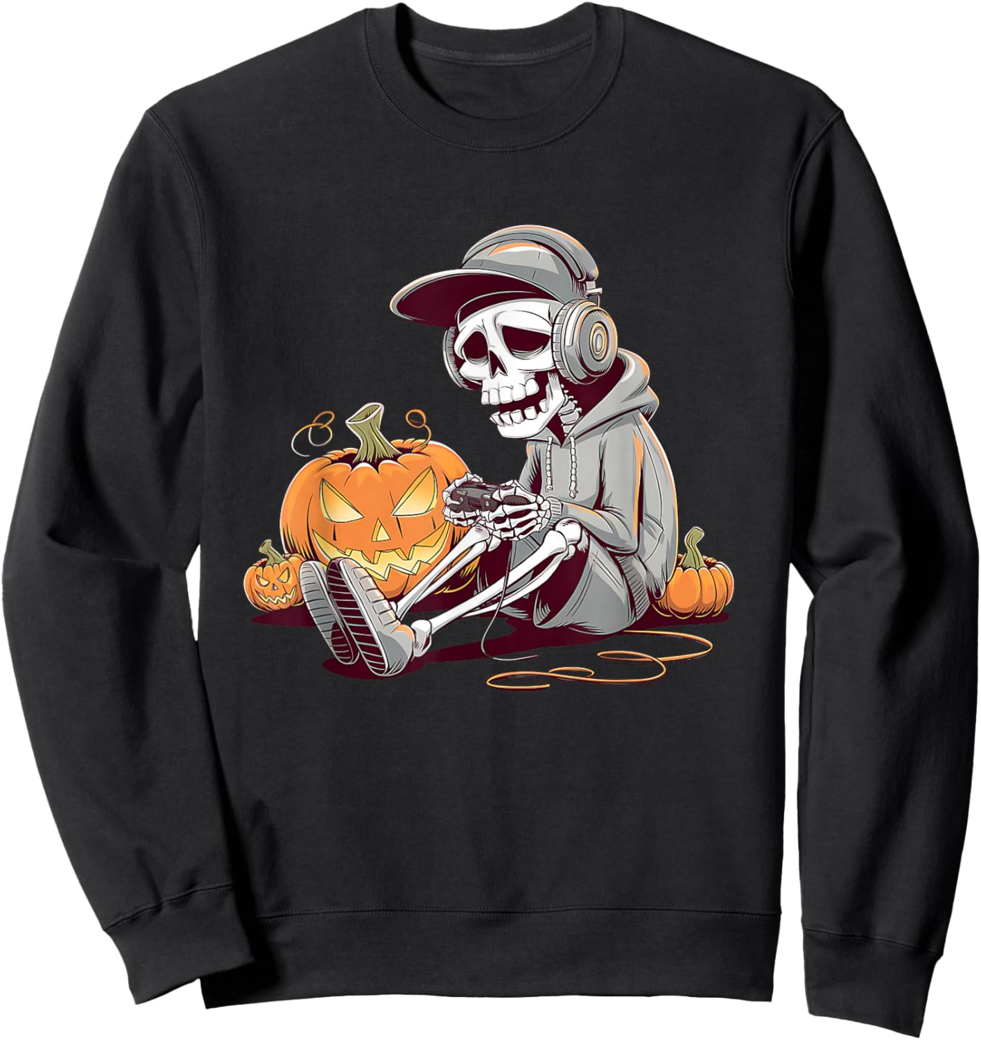 Halloween Skeleton Gamer Video Gaming Boys Men Kids Sweatshirt - Sweatshirt | Black