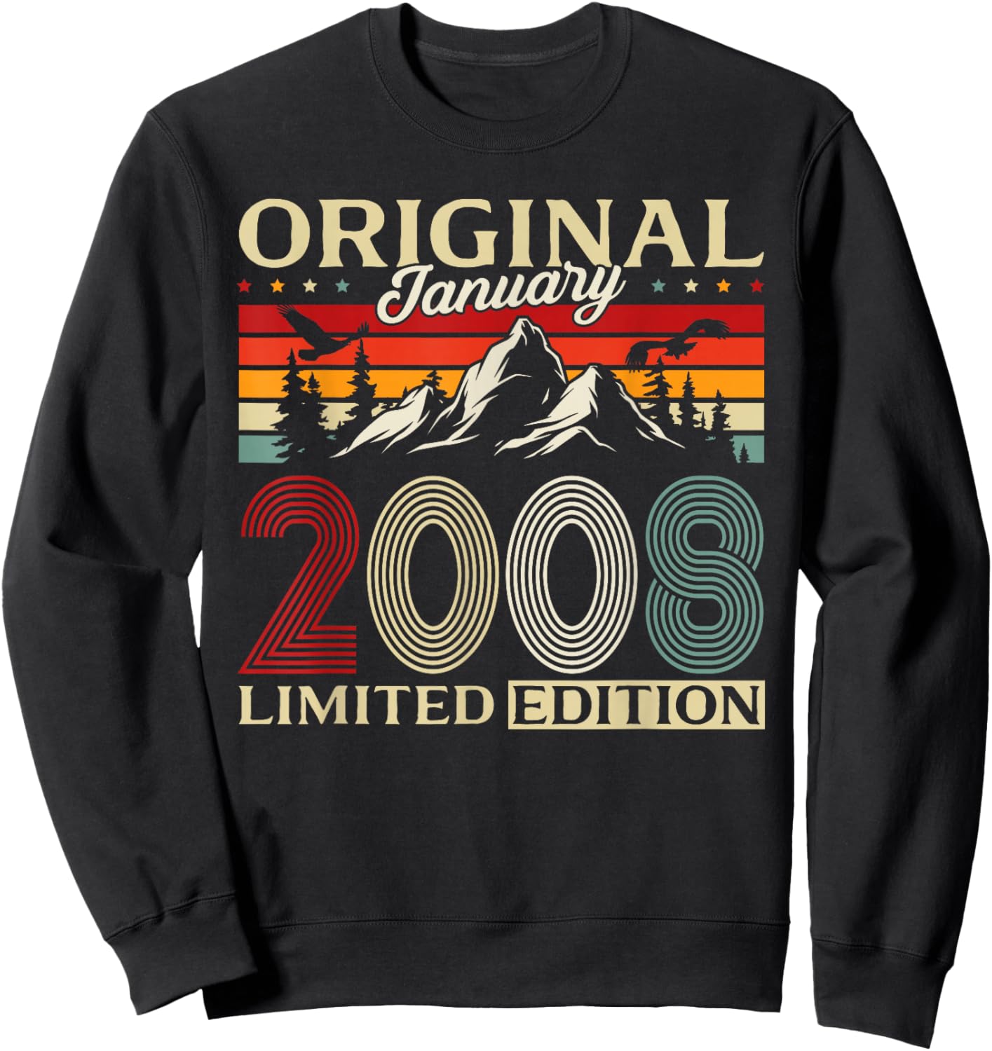 18 Years Birthday Man Gift January 2008 Vintage Sweatshirt - Sweatshirt | Black