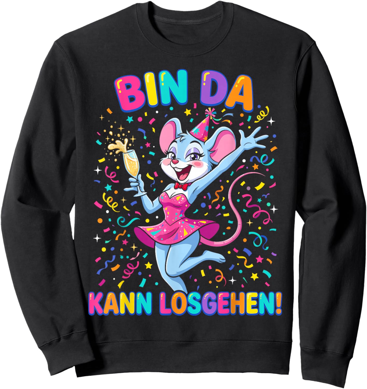 Bin da kann losgehen Carnival Mouse Party Sweatshirt - Sweatshirt | Black