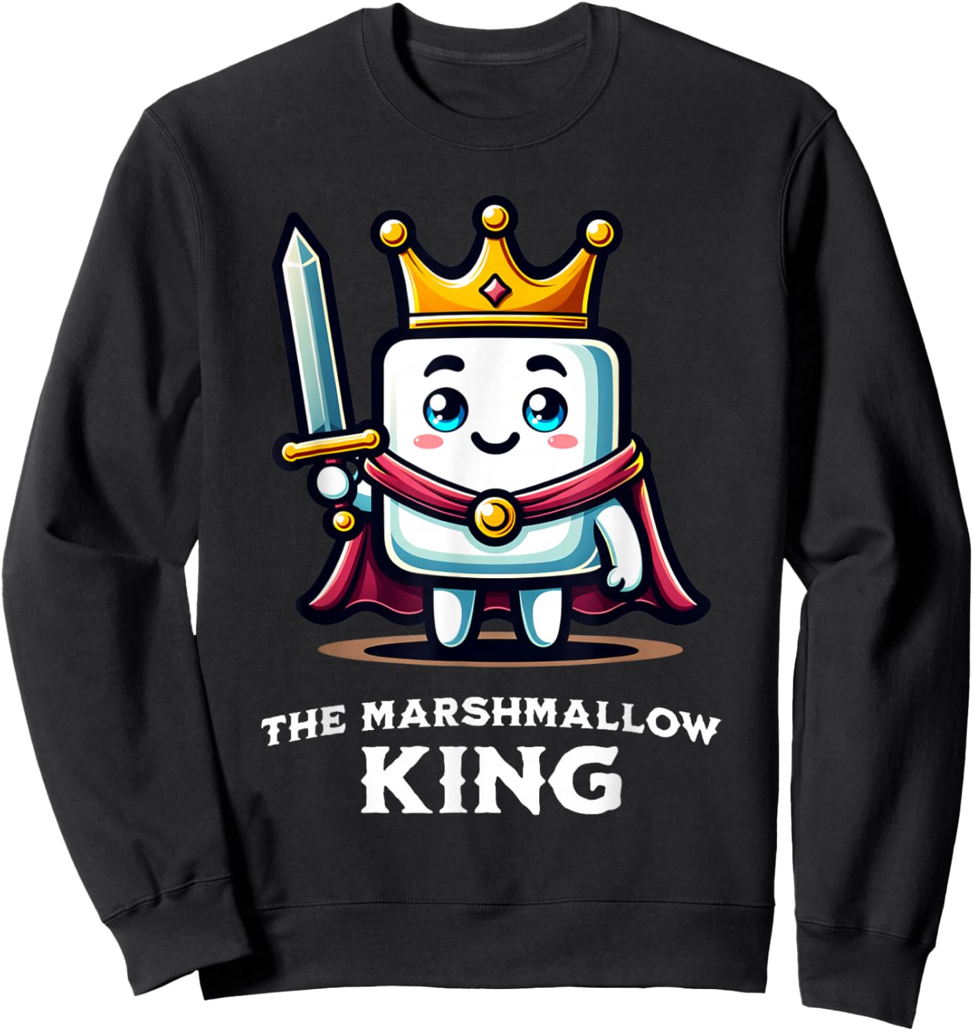 Marshmallow King Funny Marshmallow Lover Illustration Sweatshirt - Sweatshirt | Black
