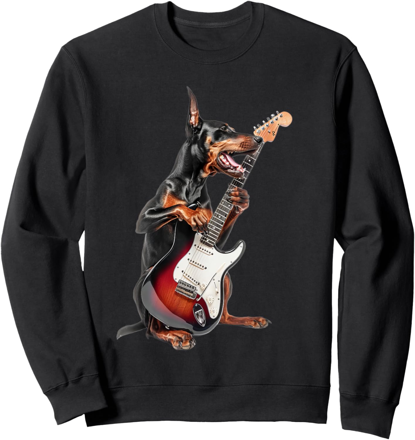 Doberman Pinscher Guitar Sweatshirt - Sweatshirt | Black