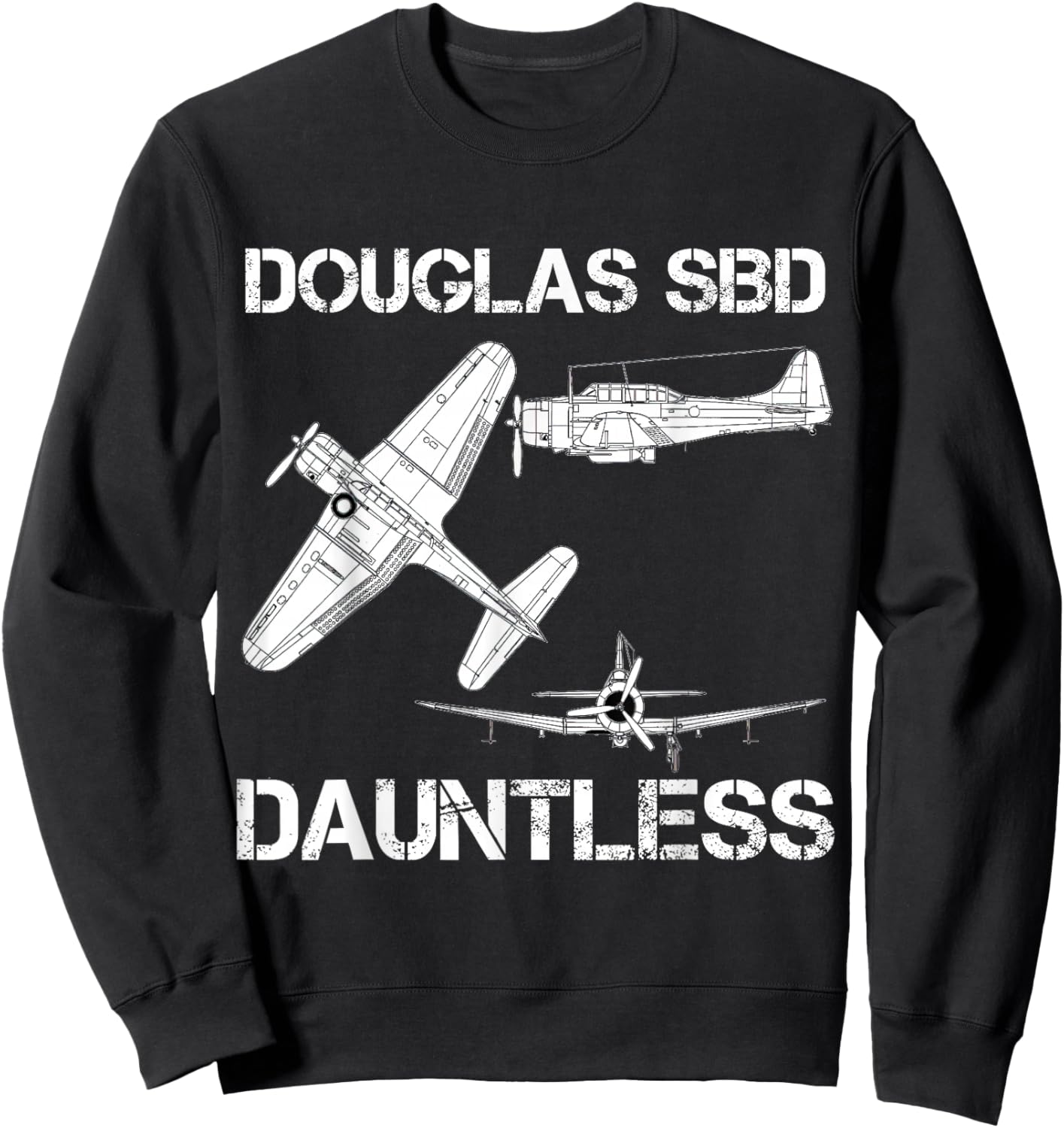 Douglas SBD Dauntless Naval Bomber Aircraft WW2 Airplane Sweatshirt - Sweatshirt | Black