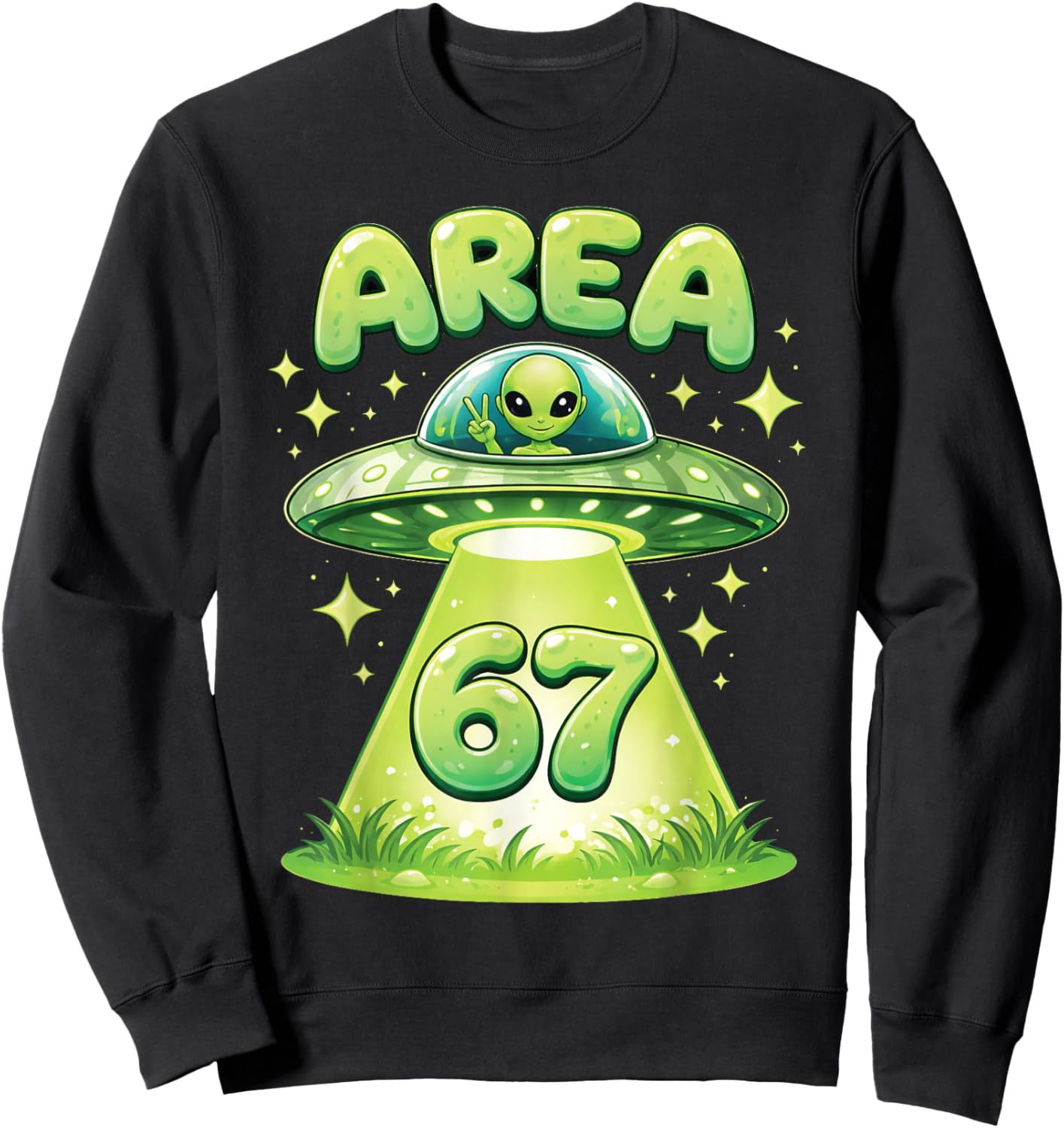 Area 67 UFO Alien Funny Six Seven Gen Alpha Slang Kids Sweatshirt - Sweatshirt | Black