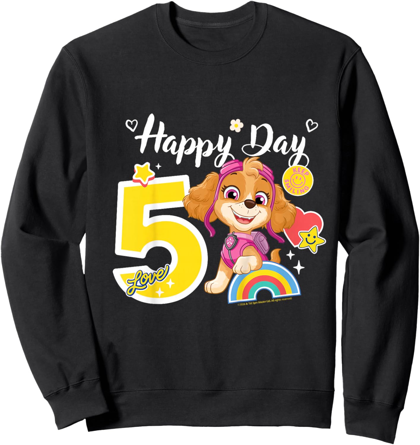 Official Paw Patrol Skye Happy Day Birthday Age 5 Sweatshirt - Sweatshirt | Black