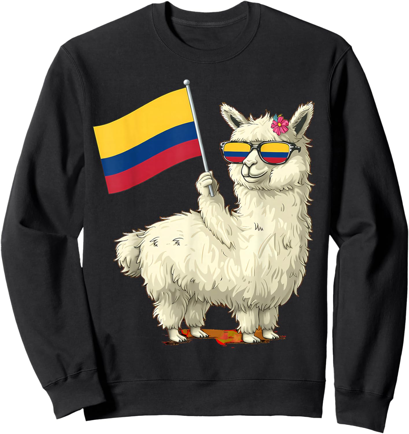 Colombia Flag Llama Colombian Flag Alpaca Colombian Roots Sweatshirt - Sweatshirt | Black