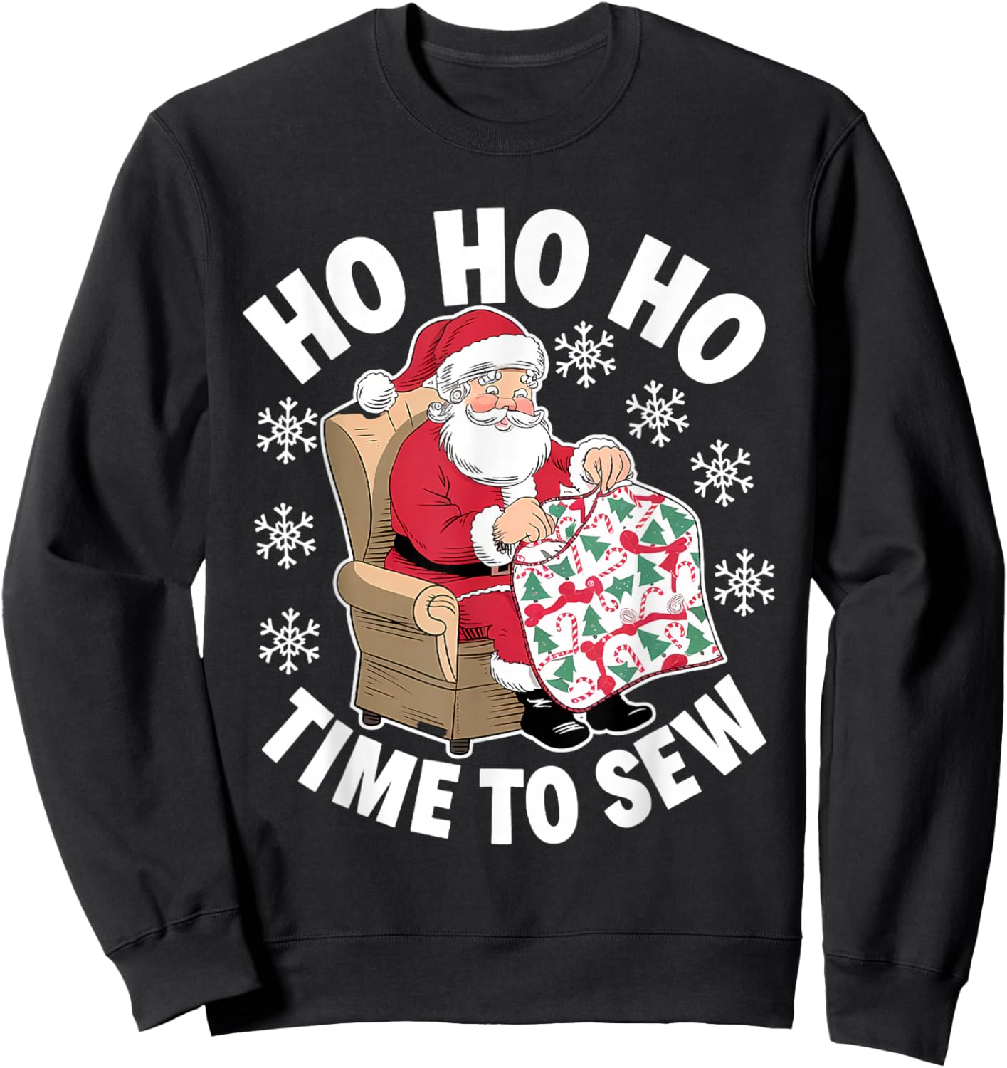 Quilting Christmas Sewing Santa Xmas Holiday Sweatshirt - Sweatshirt | Black