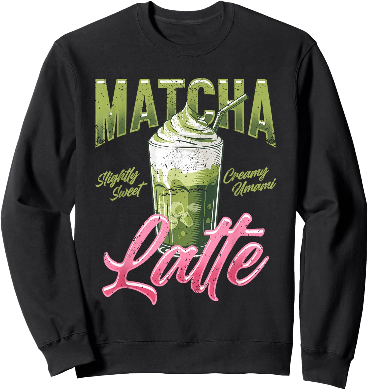 Cremiges Umami Matcha Latte Iced Green Tea Drink Sweatshirt - Sweatshirt | Black