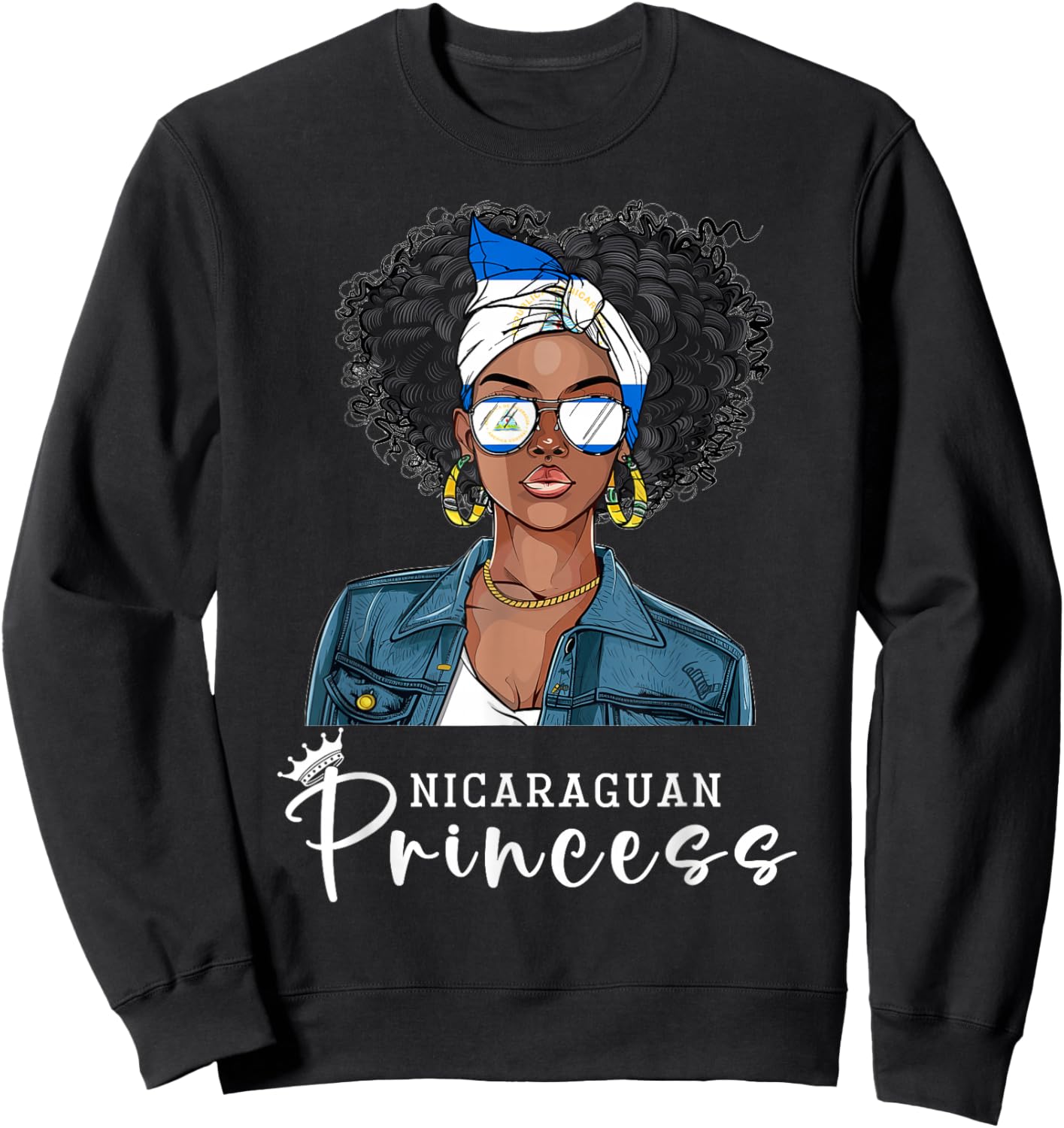 Nicaraguan Flag Souvenirs Woman Princess Girl Nicaragua Sweatshirt - Sweatshirt | Black