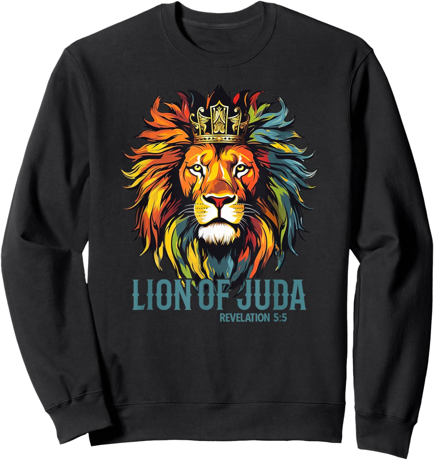 Jesus Lion Of Judah Crown Christians God Faith Sweatshirt - Sweatshirt | Black