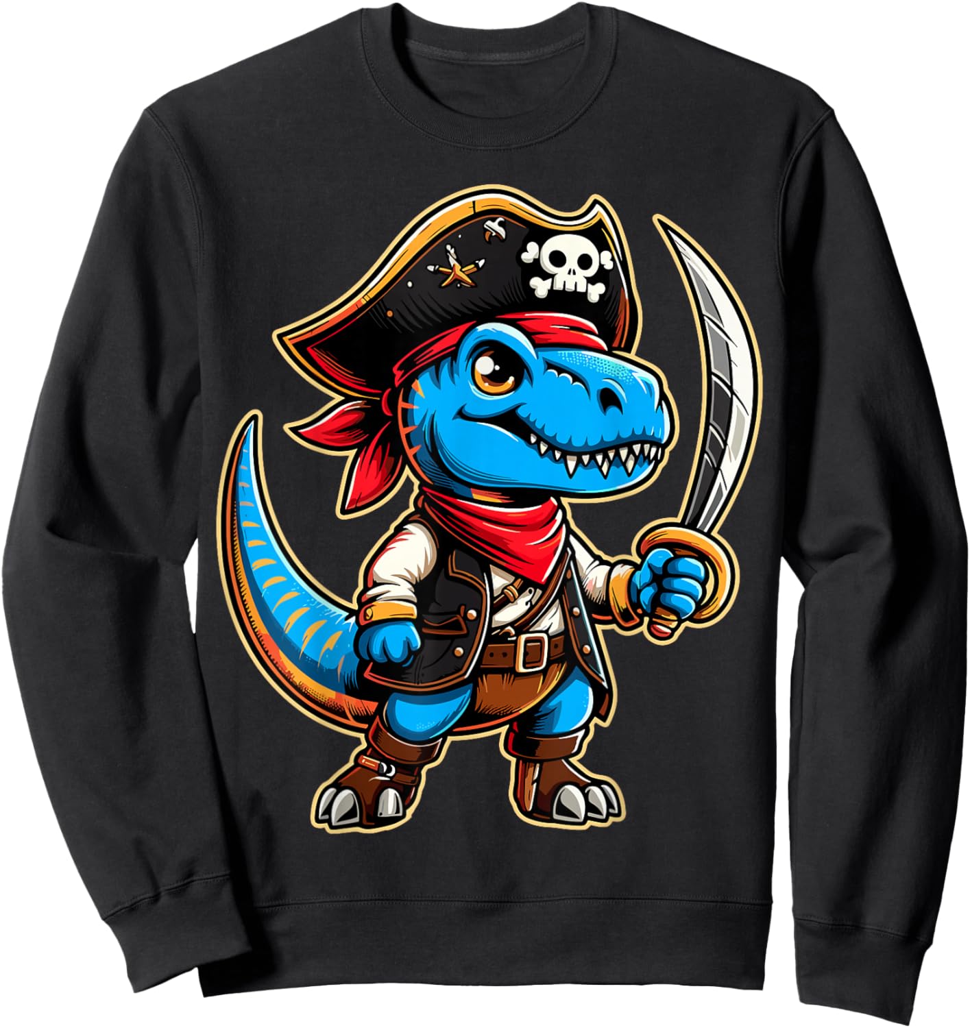 Pirate Dinosaur T Rex Kids Halloween Sweatshirt - Sweatshirt | Black