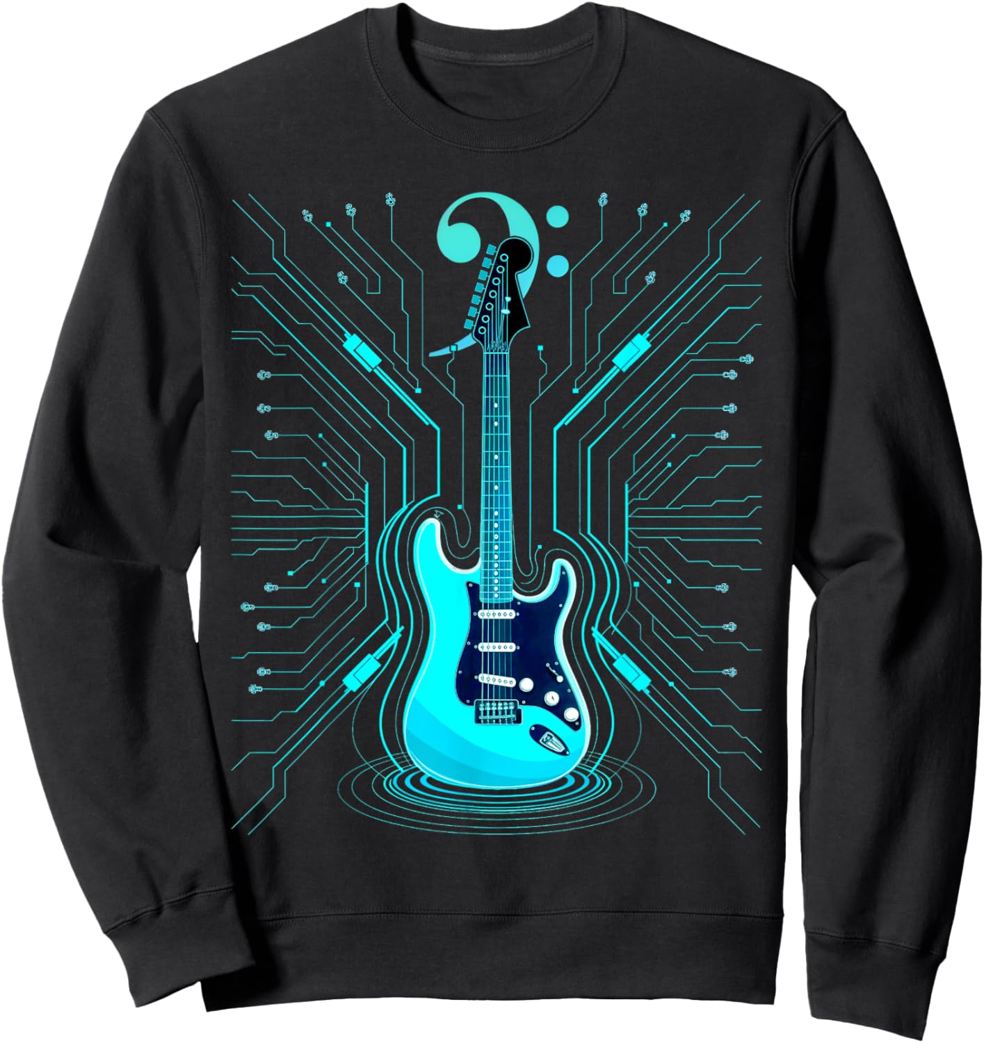 Bass with Clef for Bassists & Bass Player Sweatshirt - Sweatshirt | Black