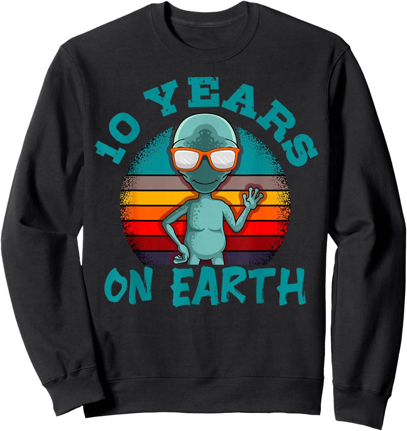 Alien 10th Birthday Party UFO Space Galaxy Traveler Cosmos Sweatshirt - Sweatshirt | Black