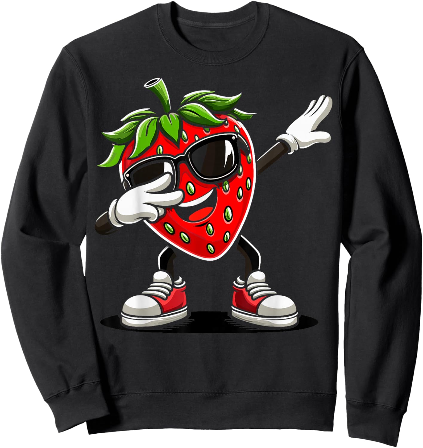 Funny Dabbing Strawberry Summer Fruit Lover Sweatshirt - Sweatshirt | Black