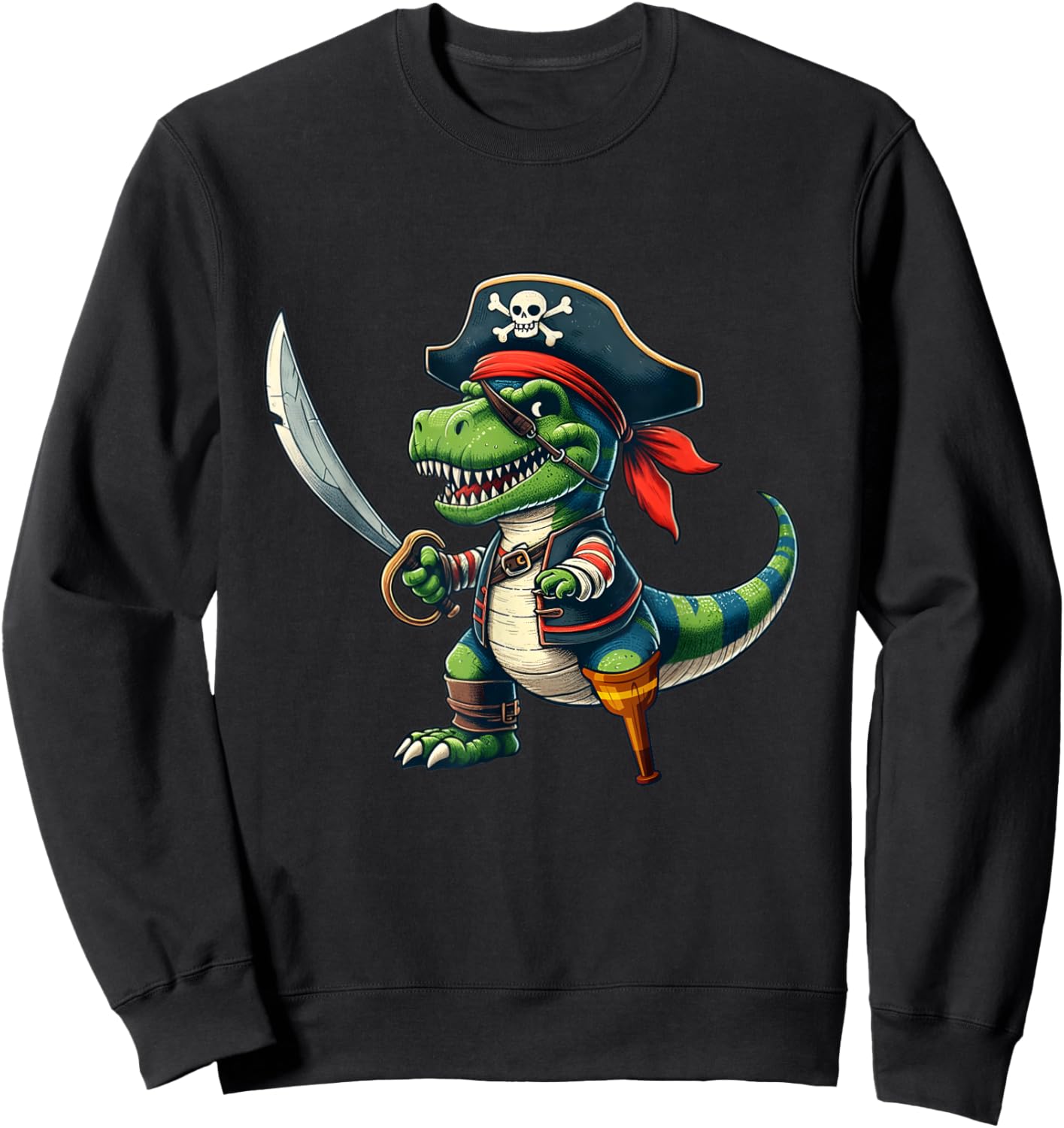 Toddler Pirate Shirt Dinosaur T-Rex Tyrannosaurus Halloween Sweatshirt - Sweatshirt | Black