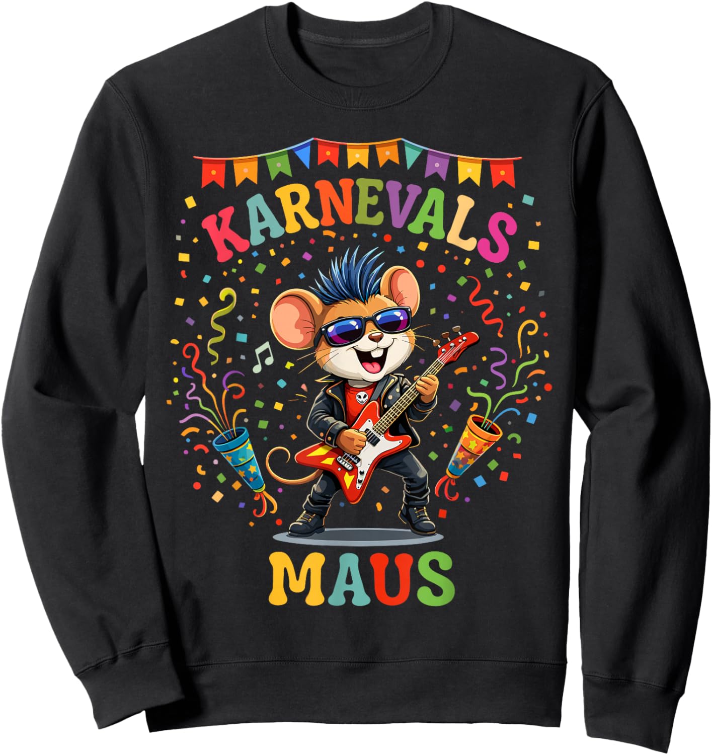 Men Boys Carnival Mouse Rock Outfit for Cologne Alaaf Sweatshirt - Sweatshirt | Black