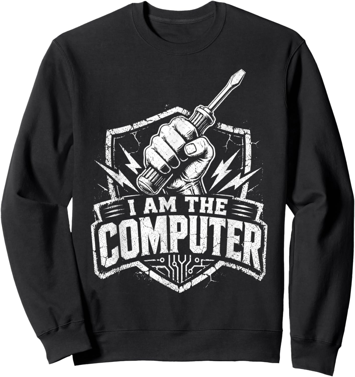 Funny Car Mechanic Computer Graphic Retro Slogan Sweatshirt - Sweatshirt | Black