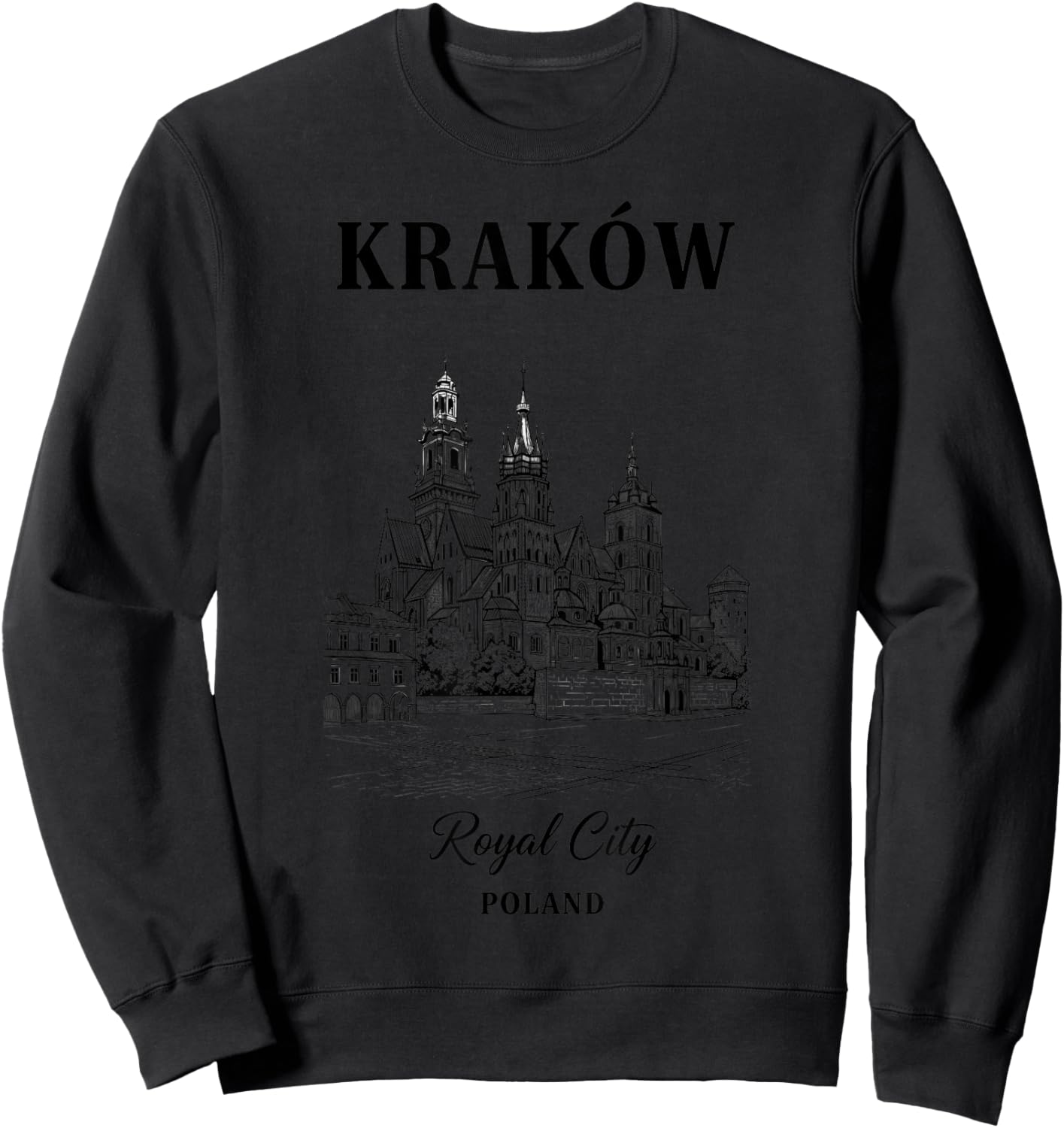 Krakow Royal City Cathedral Silhouette Sweatshirt - Sweatshirt | Black