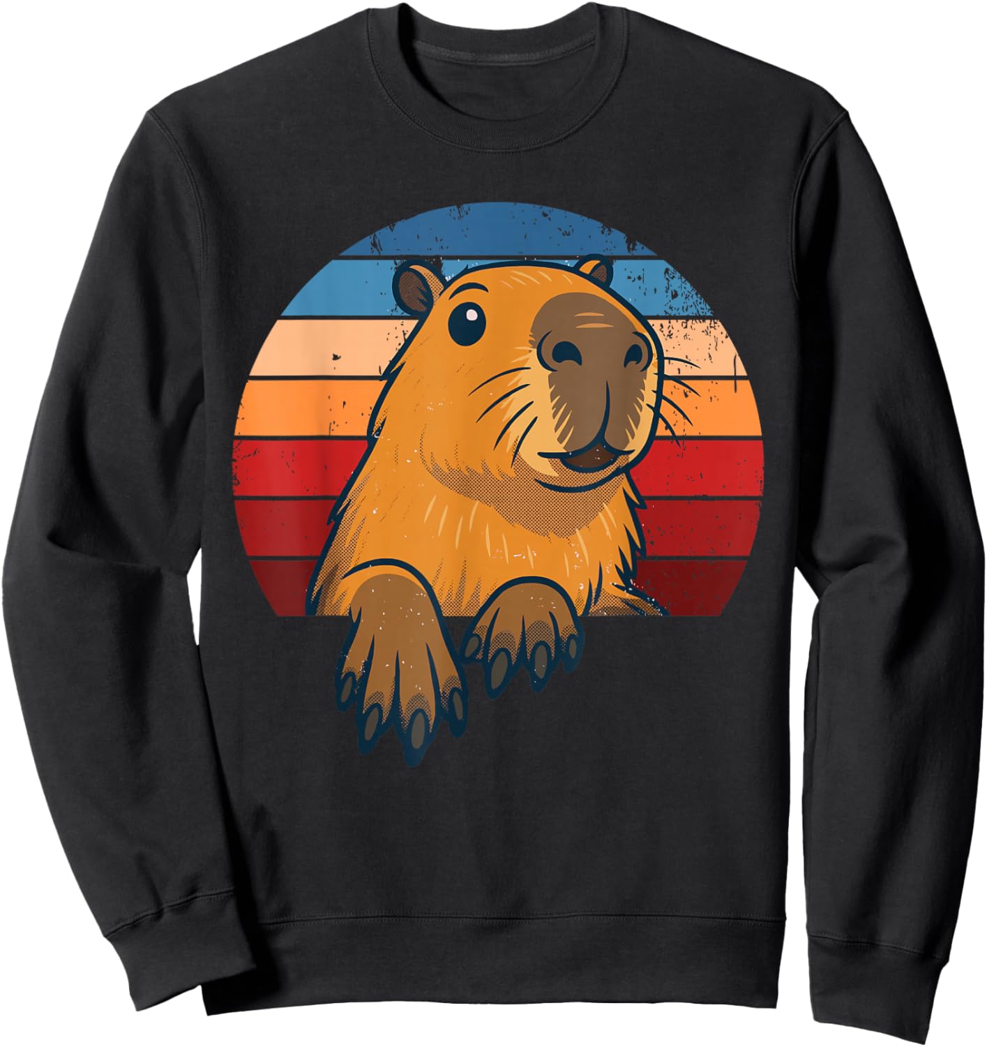 Retro Capybara Vintage Novelty Funny Capybara Sweatshirt - Sweatshirt | Black
