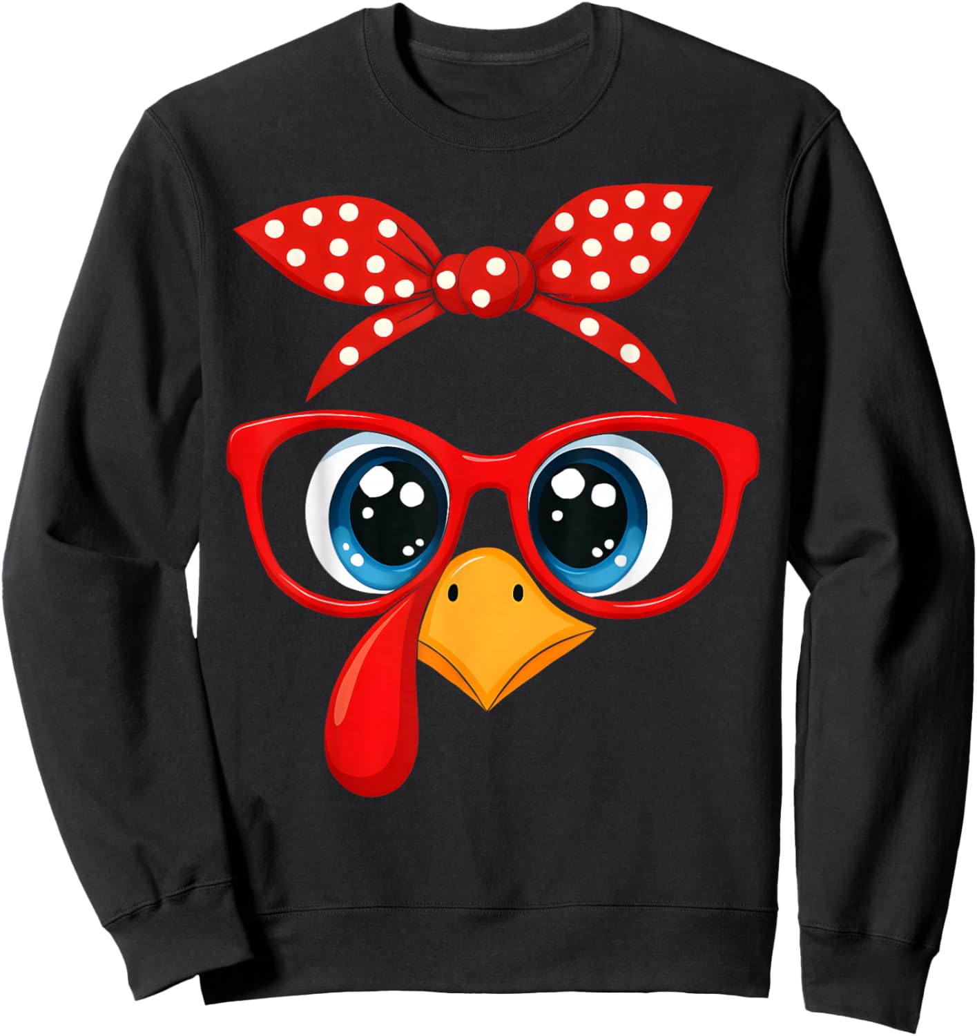 Turkey Face Red Bandana Headband Funny Thanksgiving Girly Sweatshirt - Sweatshirt | Black