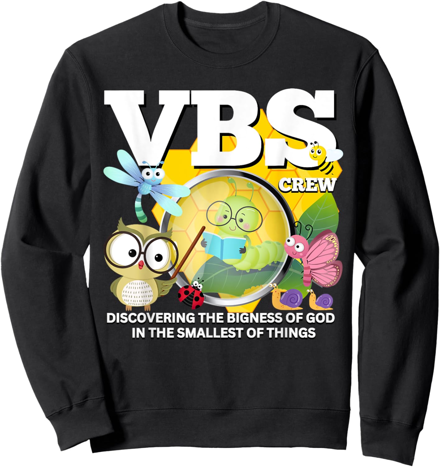 VBS Crew Magnified Nature Bible School Christian Staff Team Sweatshirt - Sweatshirt | Black