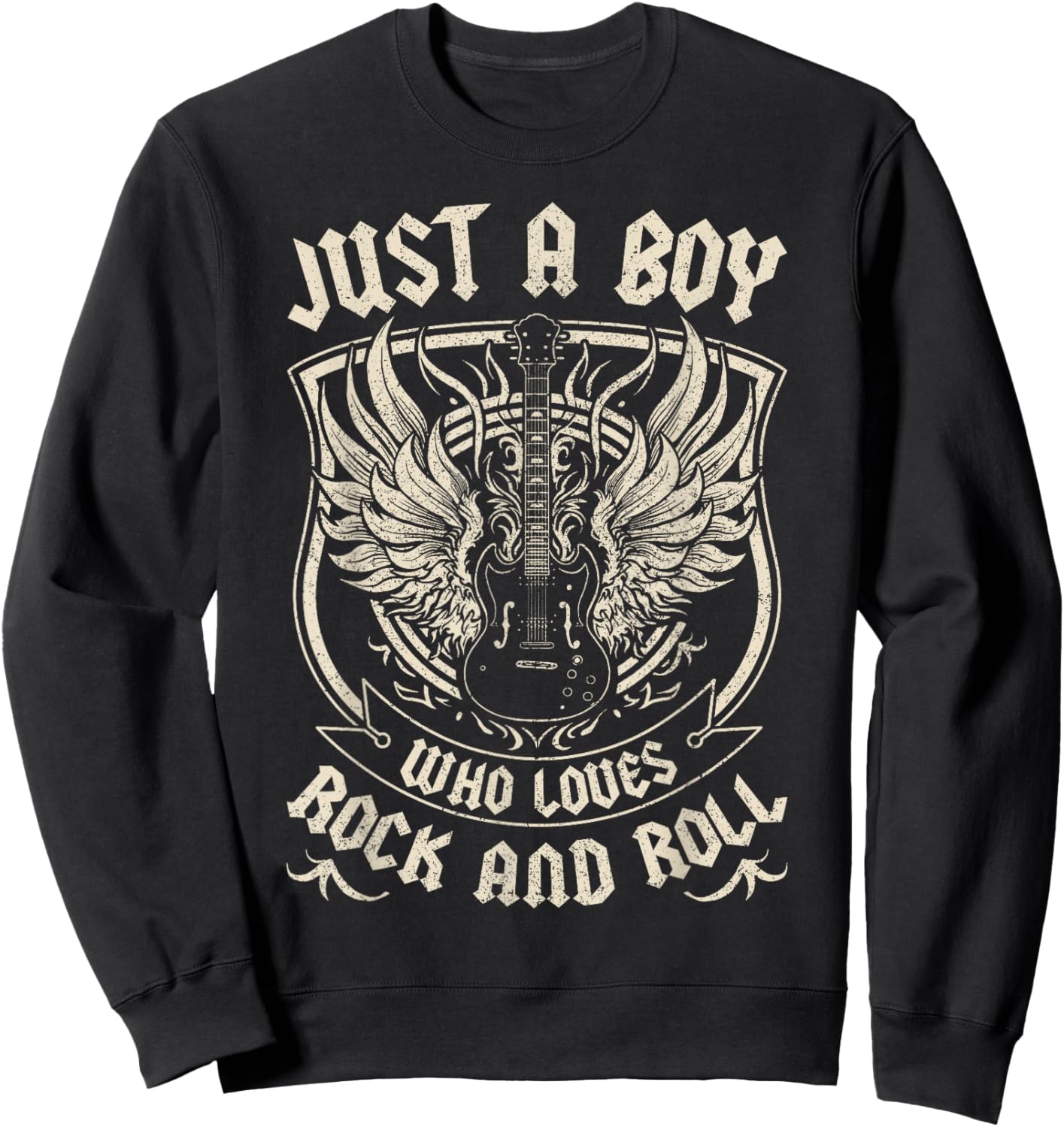 Rock Band Rock Concert Just A Boy Who Loves Rock And Roll Sweatshirt - Sweatshirt | Black
