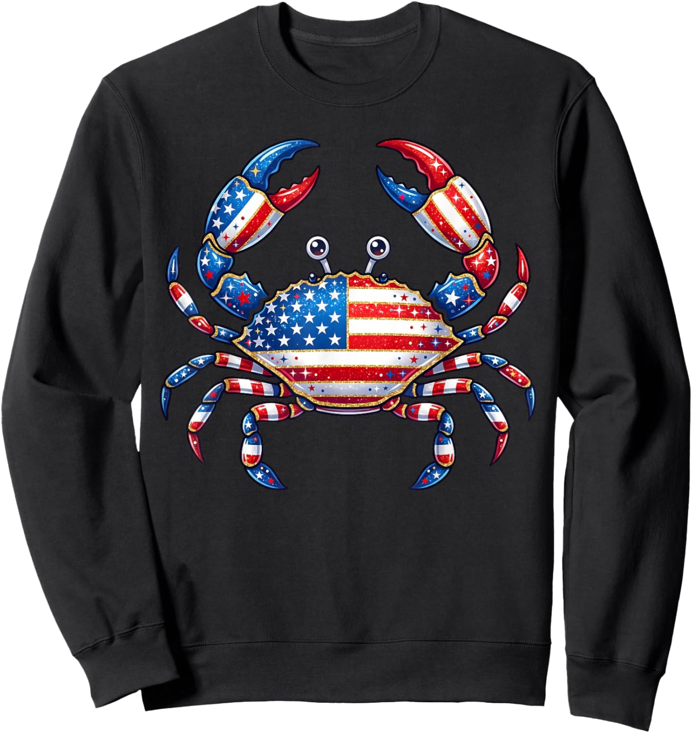 American Flag Crab Patriotic 4th of July Seafood Sweatshirt - Sweatshirt | Black