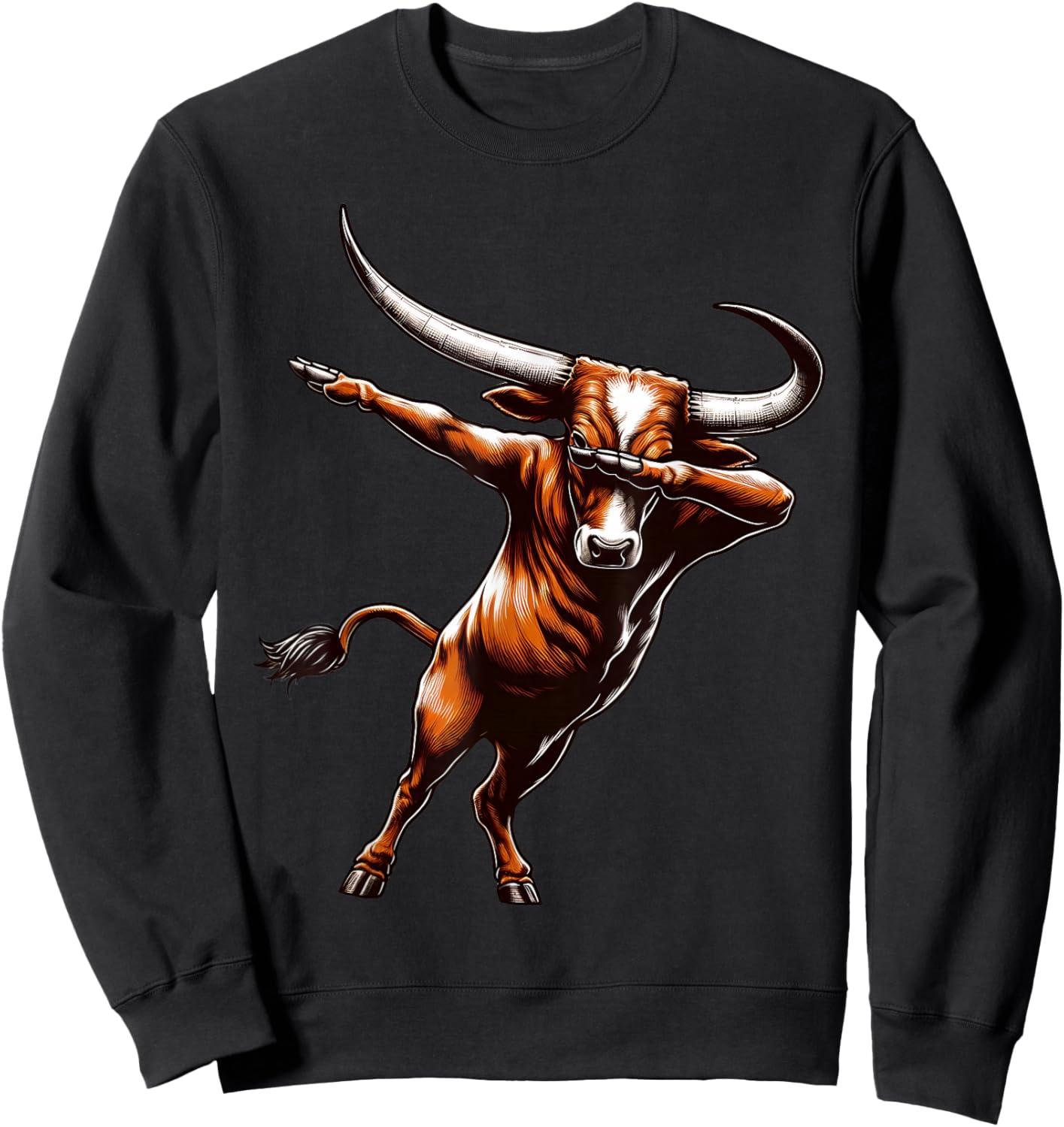 Dabbing Longhorn Cow Bull Lovers for Youth Toddler Kids Boys Sweatshirt - Sweatshirt | Black