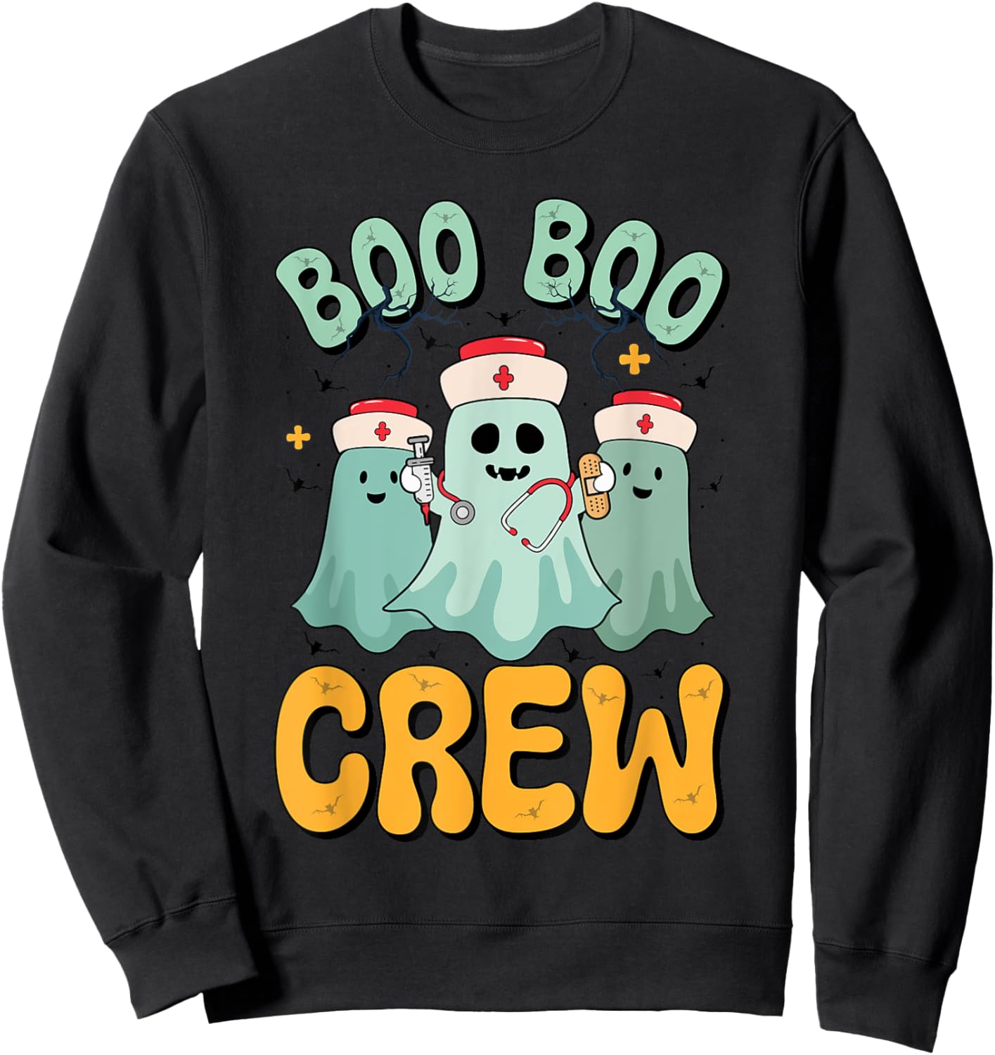 Night Halloween Boo Crew Nurse Halloween For Nurses RN Sweatshirt - Sweatshirt | Black